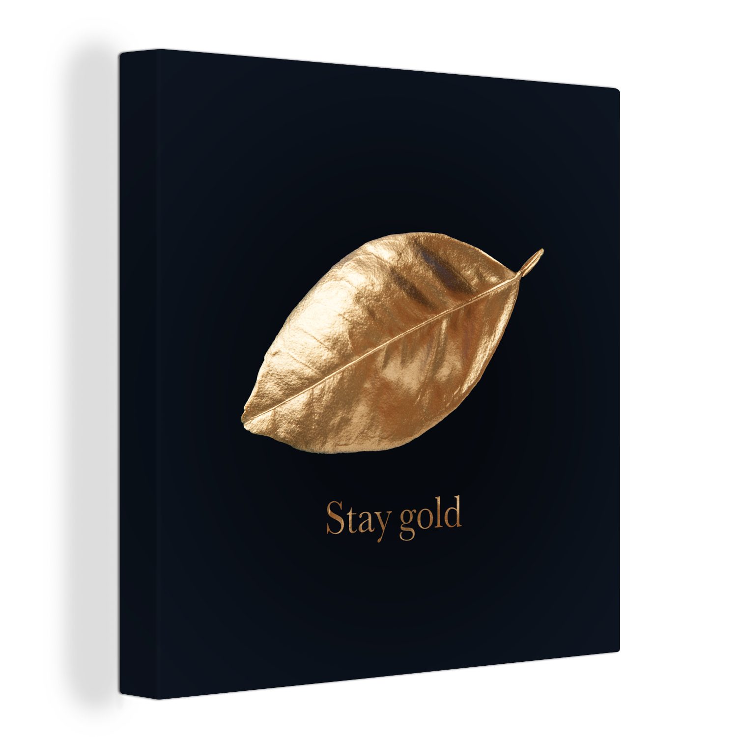 OneMillionCanvasses® Leinwandbild Blatt - Gold - Zitate, (1 St), Leinwand Bilder für Wohnzimmer Schlafzimmer