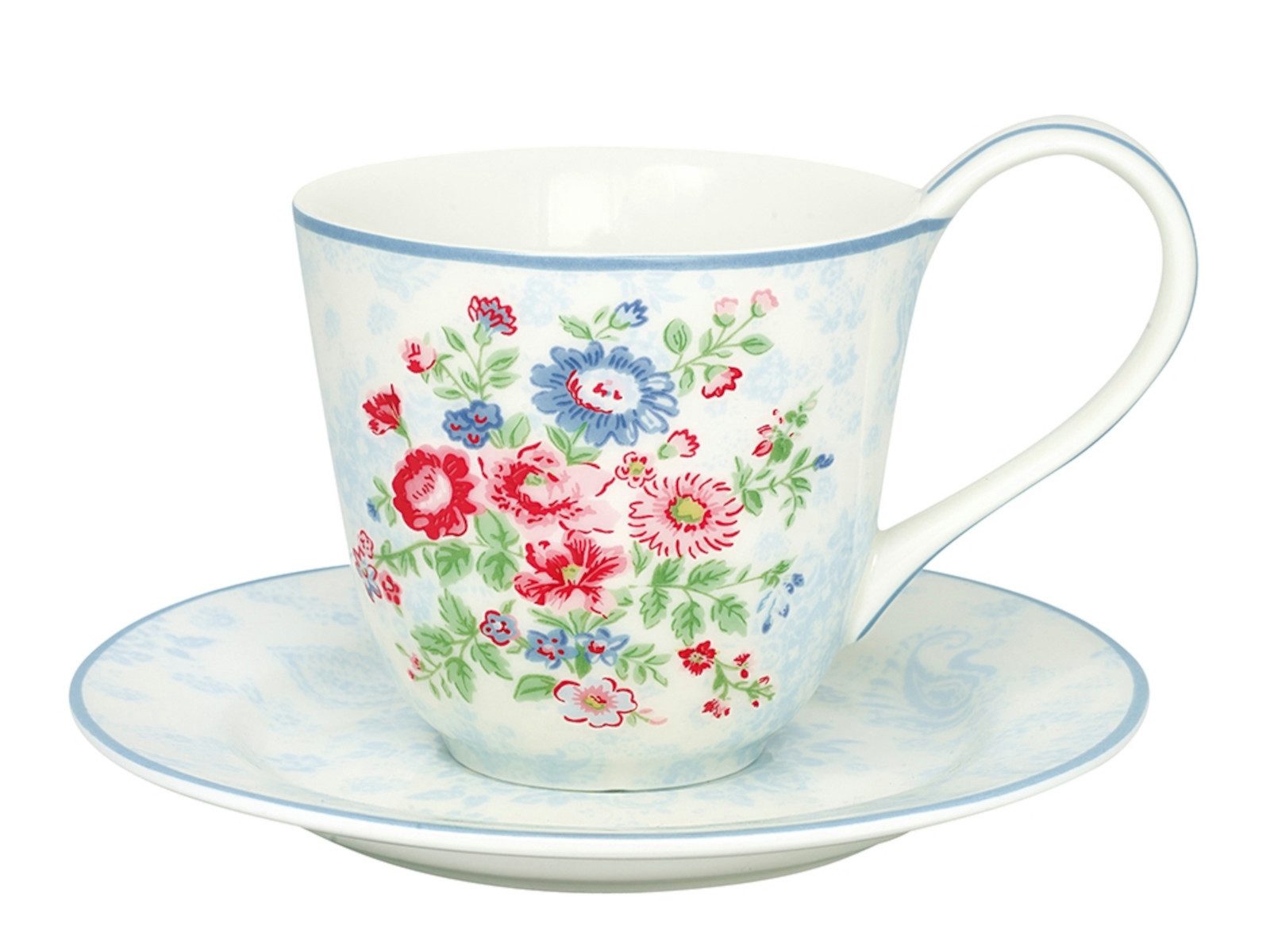 Greengate Tasse Ailis Tasse mit Untertasse white 270 ml, Steinzeug