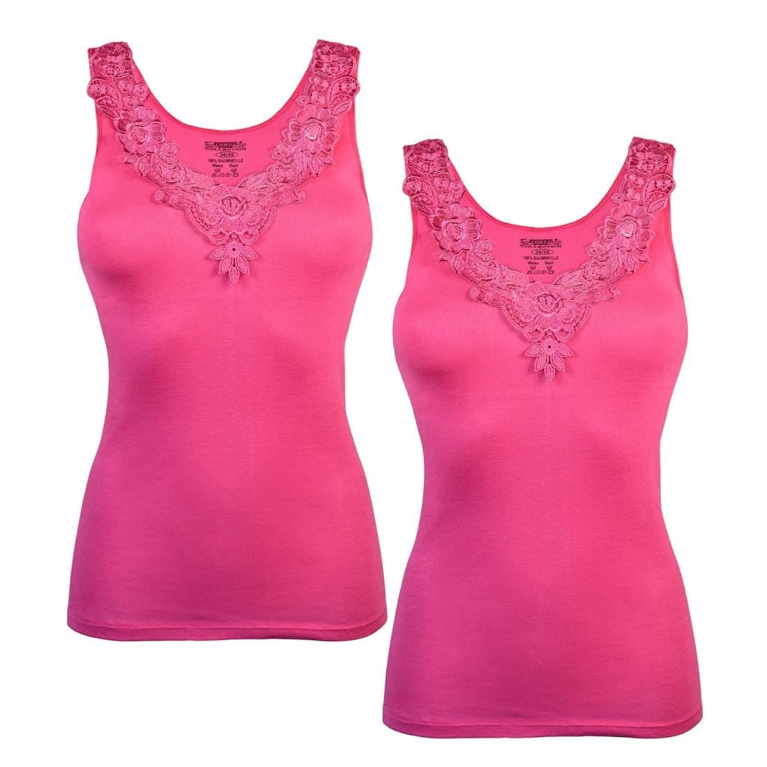 Toker Collection® Unterhemd Damen Unterhemd mit extra breiter Spitze 2 Stück (Packung, 2er Pack) exklusive Spitzen
