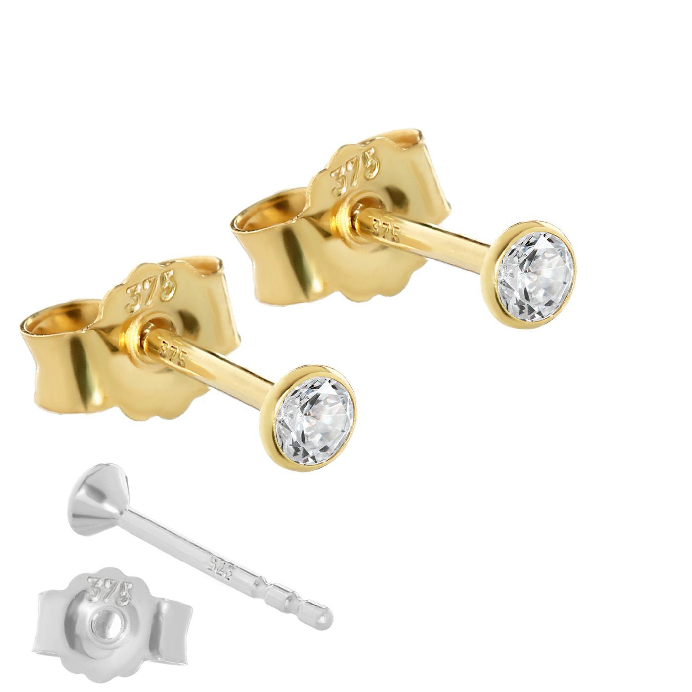 NKlaus Paar Ohrstecker Paar 3mm Ohrstecker Gelbgold 375 Gold Ohrringe 9 K ( günstig online kaufen