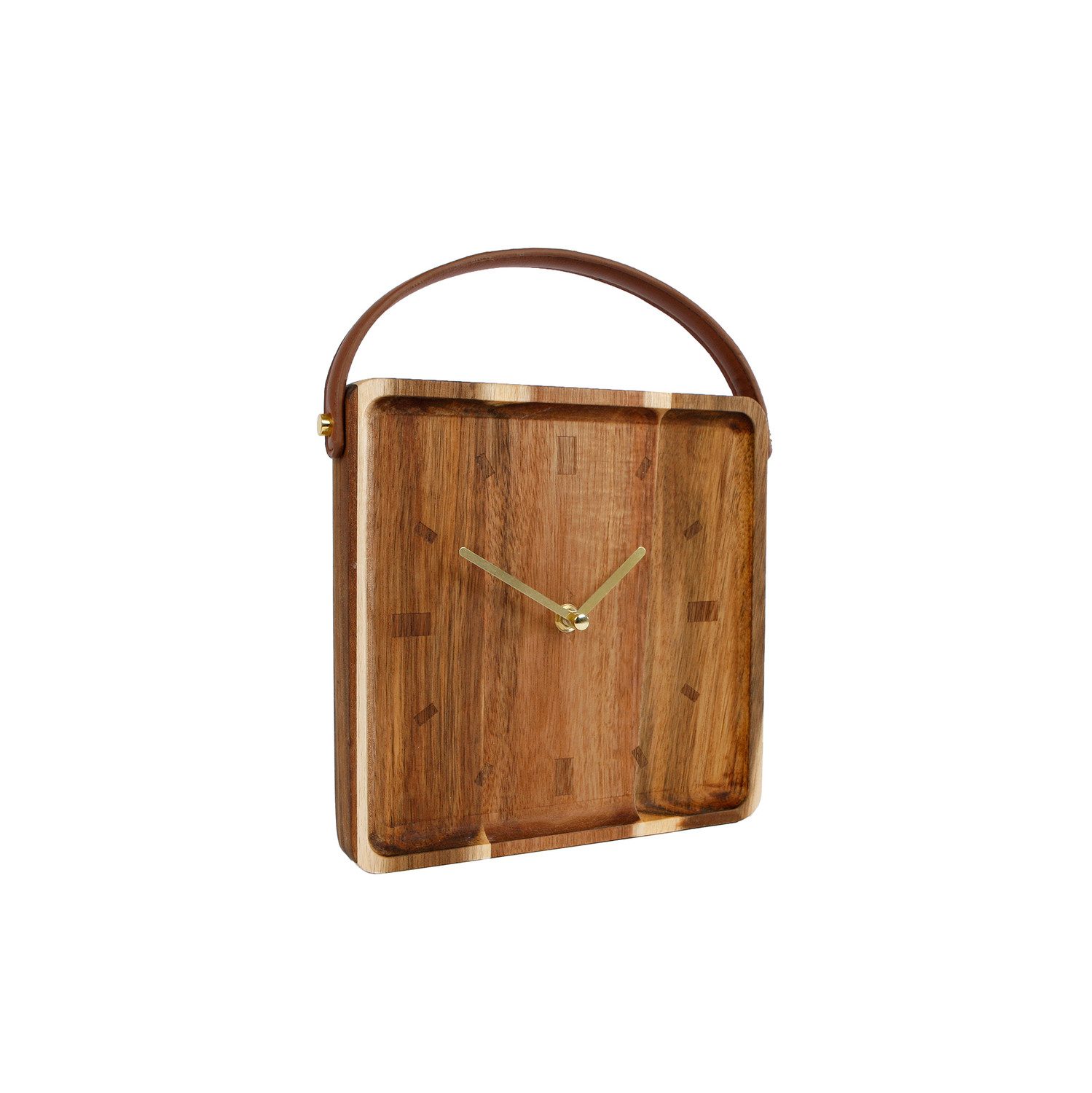 Uhr Holz Uhr mit Kunstleder-Gurt und 22cm Höhe