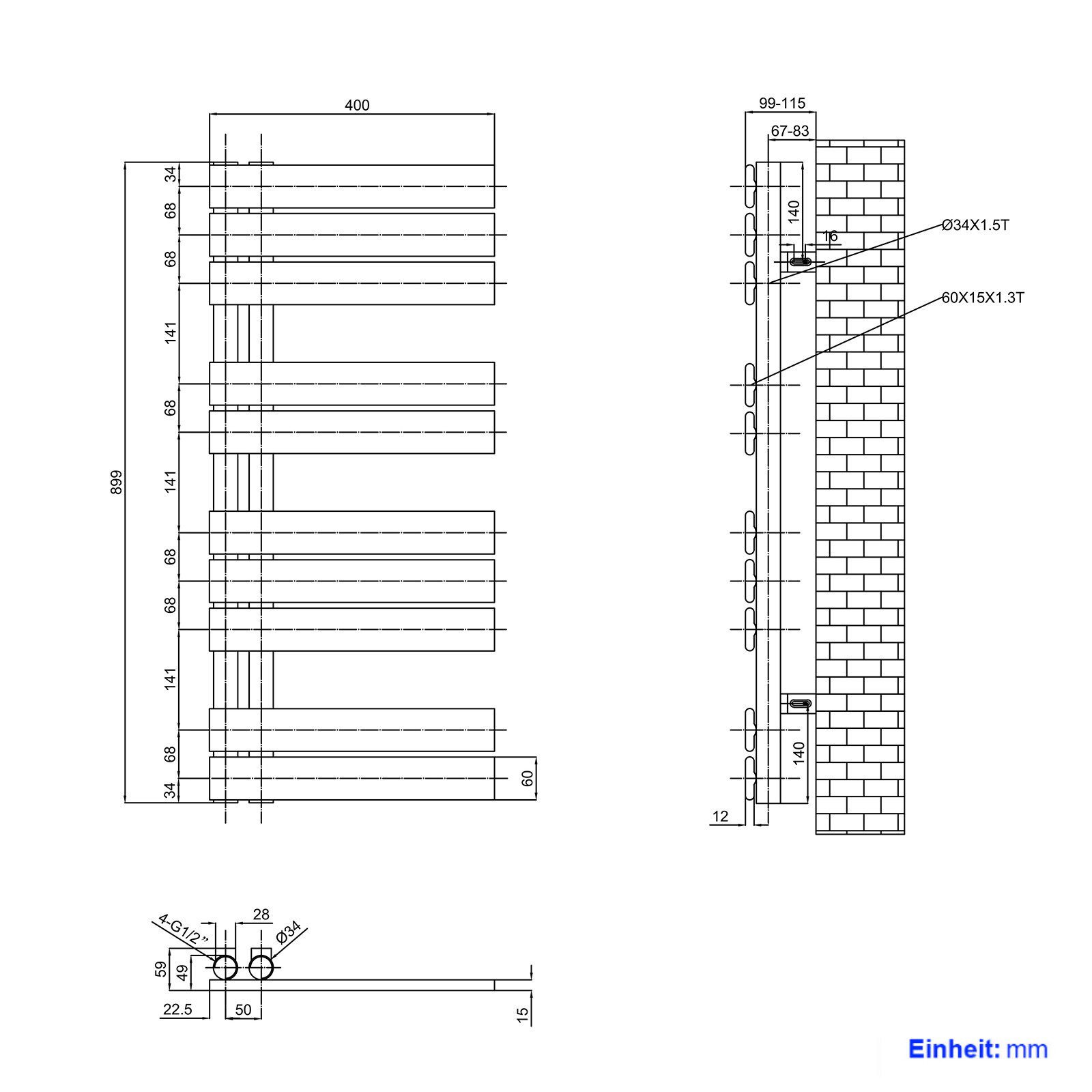 MEYKOERS Badheizkörper Design Handtuchwärmer Badezimmer Heizkörper Paneelhe günstig online kaufen