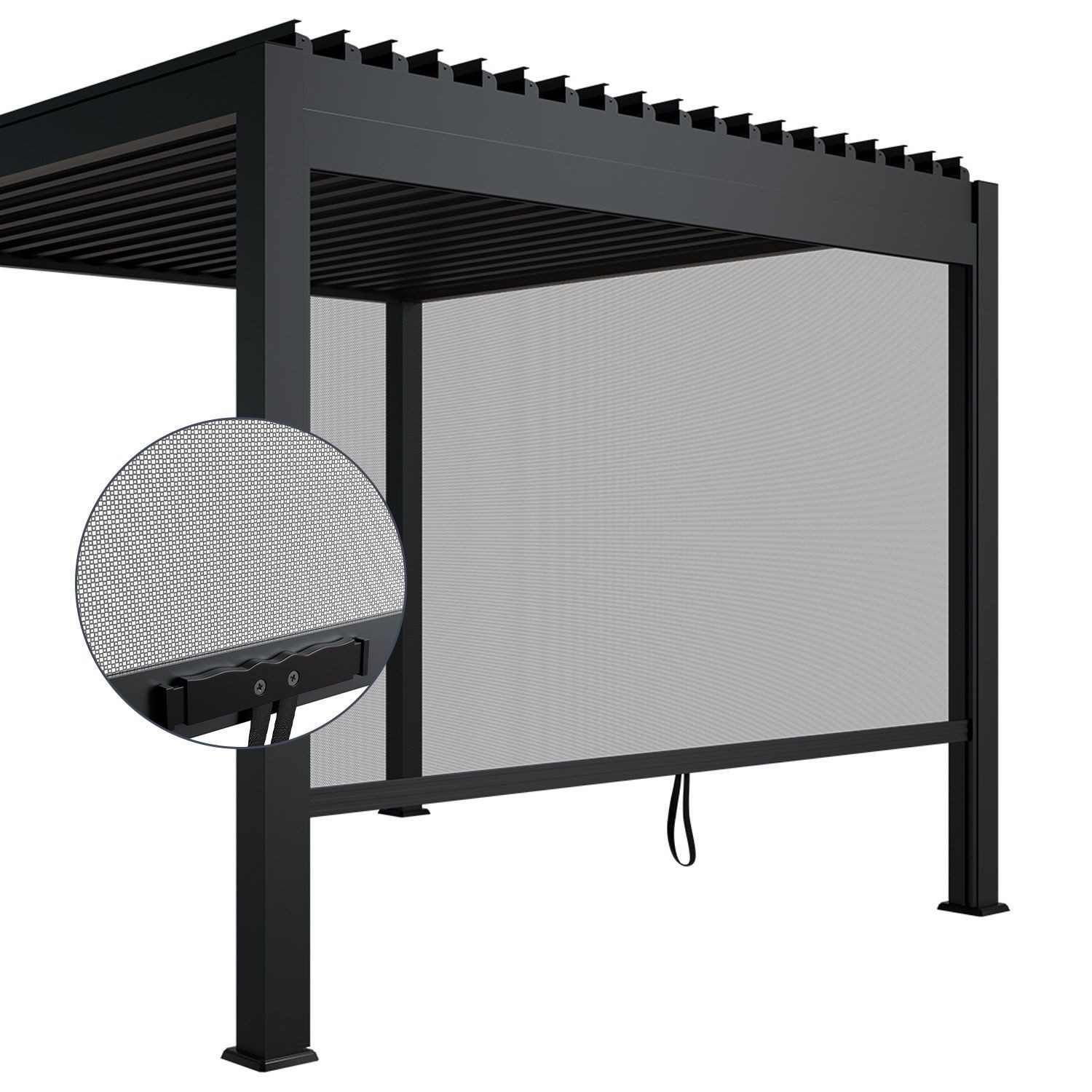 Juskys Pavillonseitenteil Tahiti, 300x240 cm, 3 m, Seitenwand für Lamellendach, Alu & Stoff, Rollo einstellbar