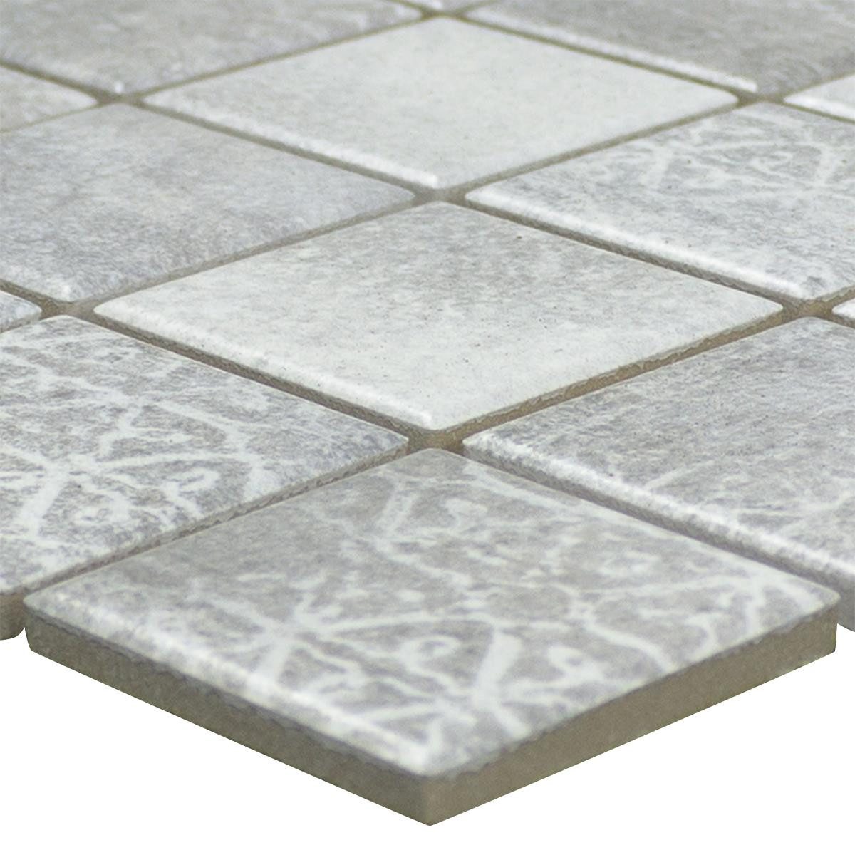 Mosafil Mosaikfliesen Keramik Mosaikfliesen Sorrento, Keramik 29.700x29.700, grau, Verlegefertig auf ein Netz geklebt - Frostsicher
