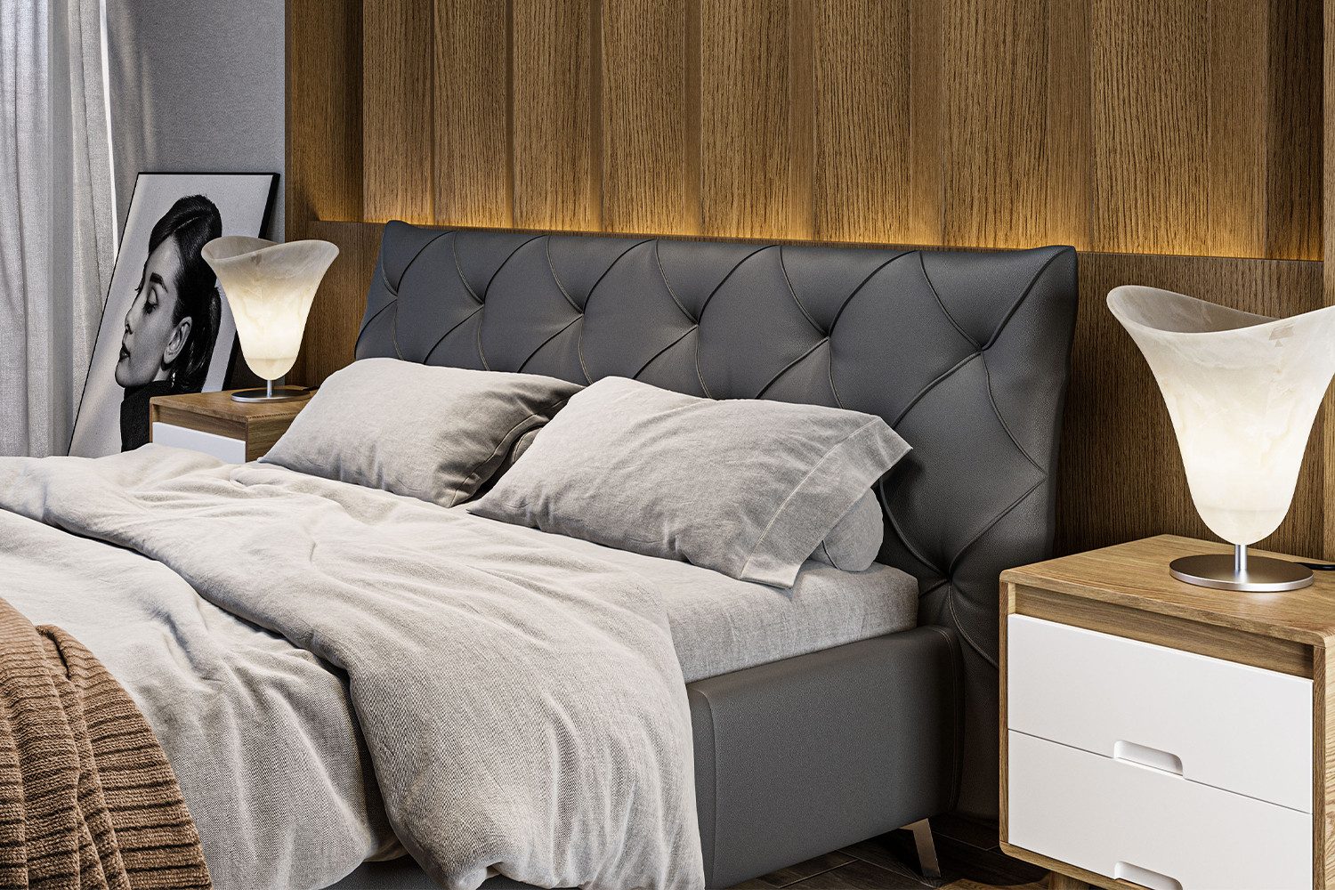 KAWOLA Polsterbett ANNY, Leder oder Velvet, verschiedene Größen und verschiedene Farben