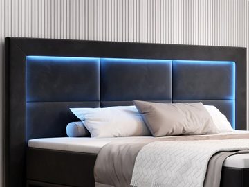 Möbel für Dich Boxspringbett Aspen mit 16-Farben LED im Kopfteil, mit Farbauswahl und 2 Bettkästen