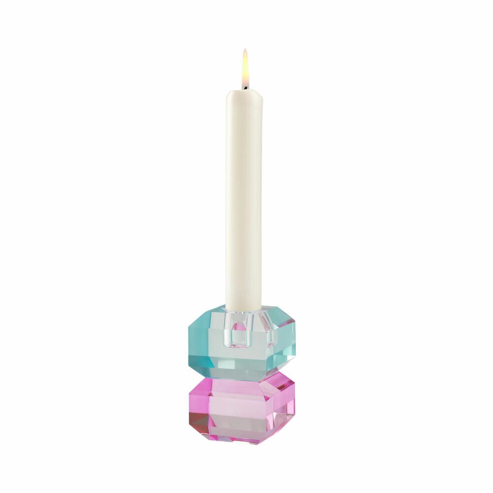 Giftcompany Kerzenhalter Sari Eckig, Blau, Rosa, H 9 cm