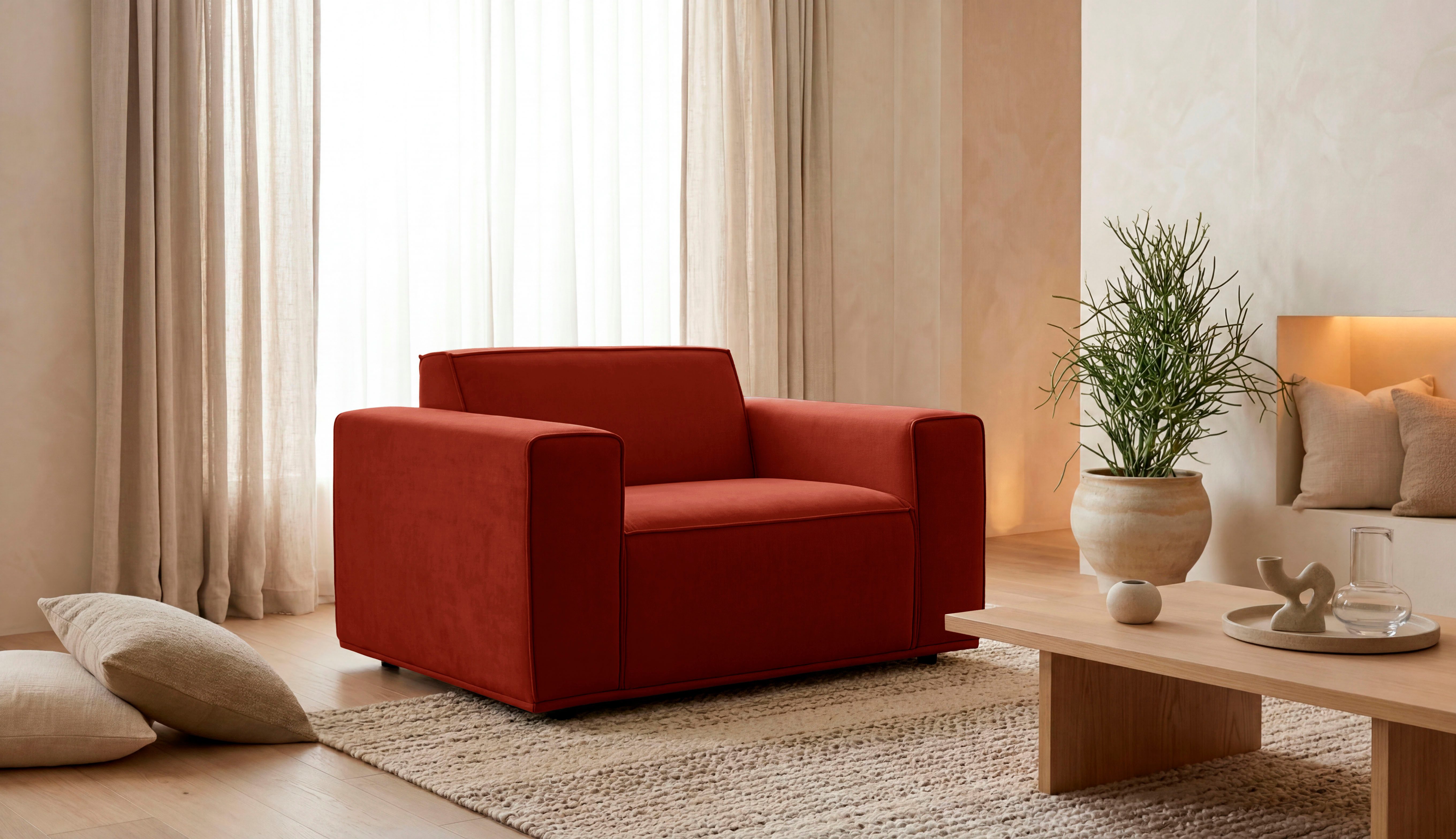 OTTO home Loveseat Avelin, 1.5 Sitzer, 140 cm, Chenille, Struktur-Boucle, mit Wellenunterfederung, Kedernaht, bodentief, Skandi-Design