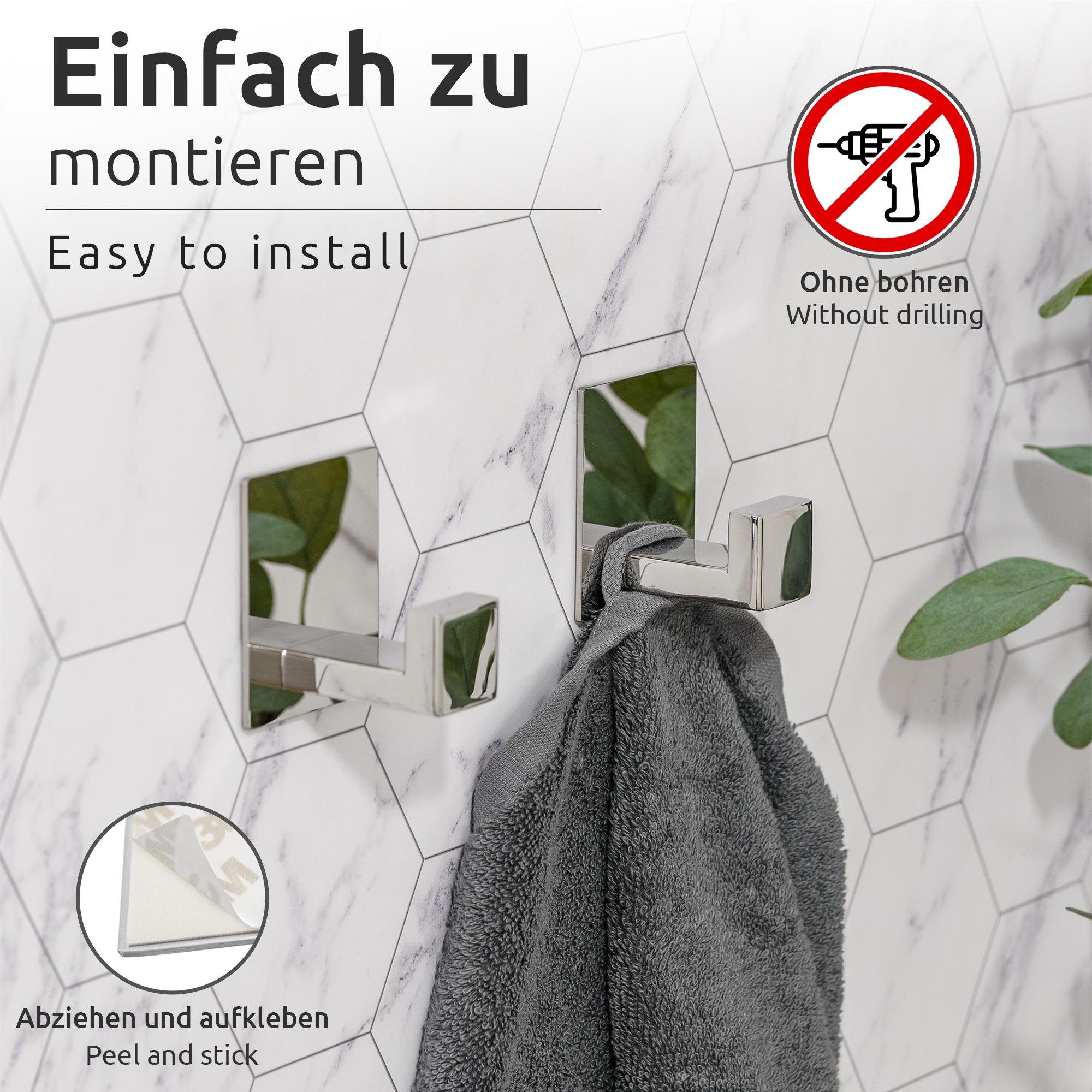 ECENCE Handtuchhalter 2x Handtuchhaken ohne Bohren selbstklebend – Bild 4 von 5
