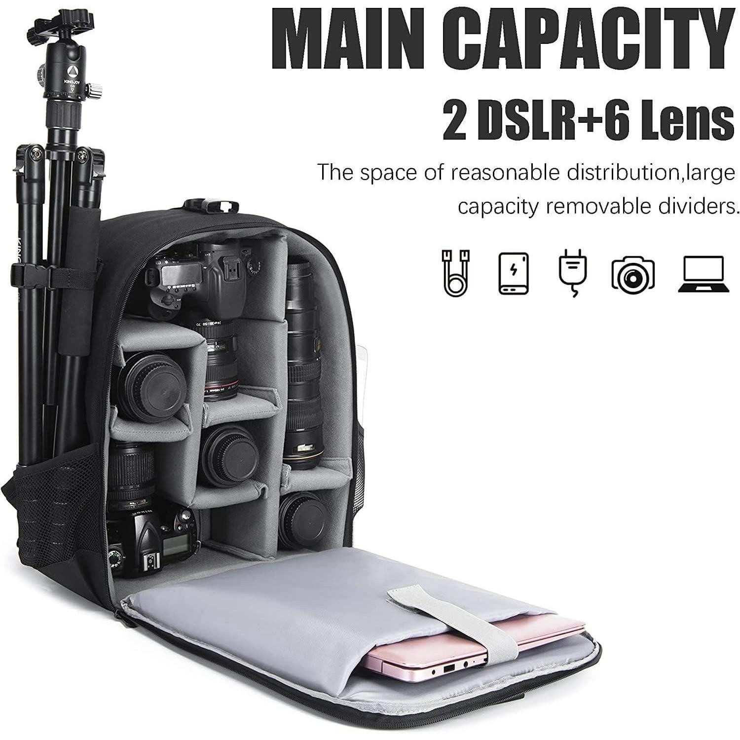 LuxusKollektion Kameratasche Kamerarucksack DSLR Spiegellose Wasserdicht Objektiv Schwarz 5.0 L
