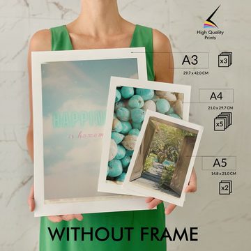 murimage® Poster murimage® Premium Poster Set OHNE Bilderrahmen 10 Poster (3x DINA3, 5x DINA4, 2x DINA5) Palme Jungle Reisfeld Bali Happy Relax»Happiness«