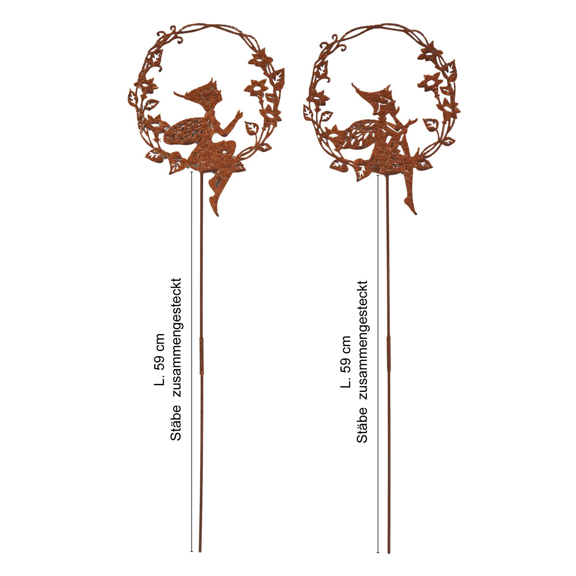 UNUS GARDEN Gartenstecker Elfen 2er Roststecker Set
