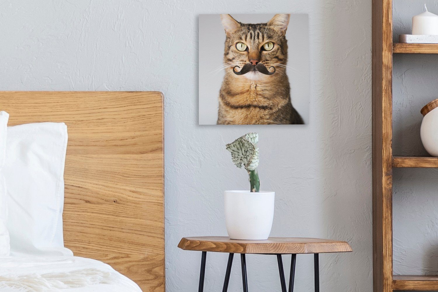 Bilder für - Hipster, OneMillionCanvasses® Schlafzimmer Leinwand Katze Wohnzimmer - Leinwandbild Schnauzbart St), (1