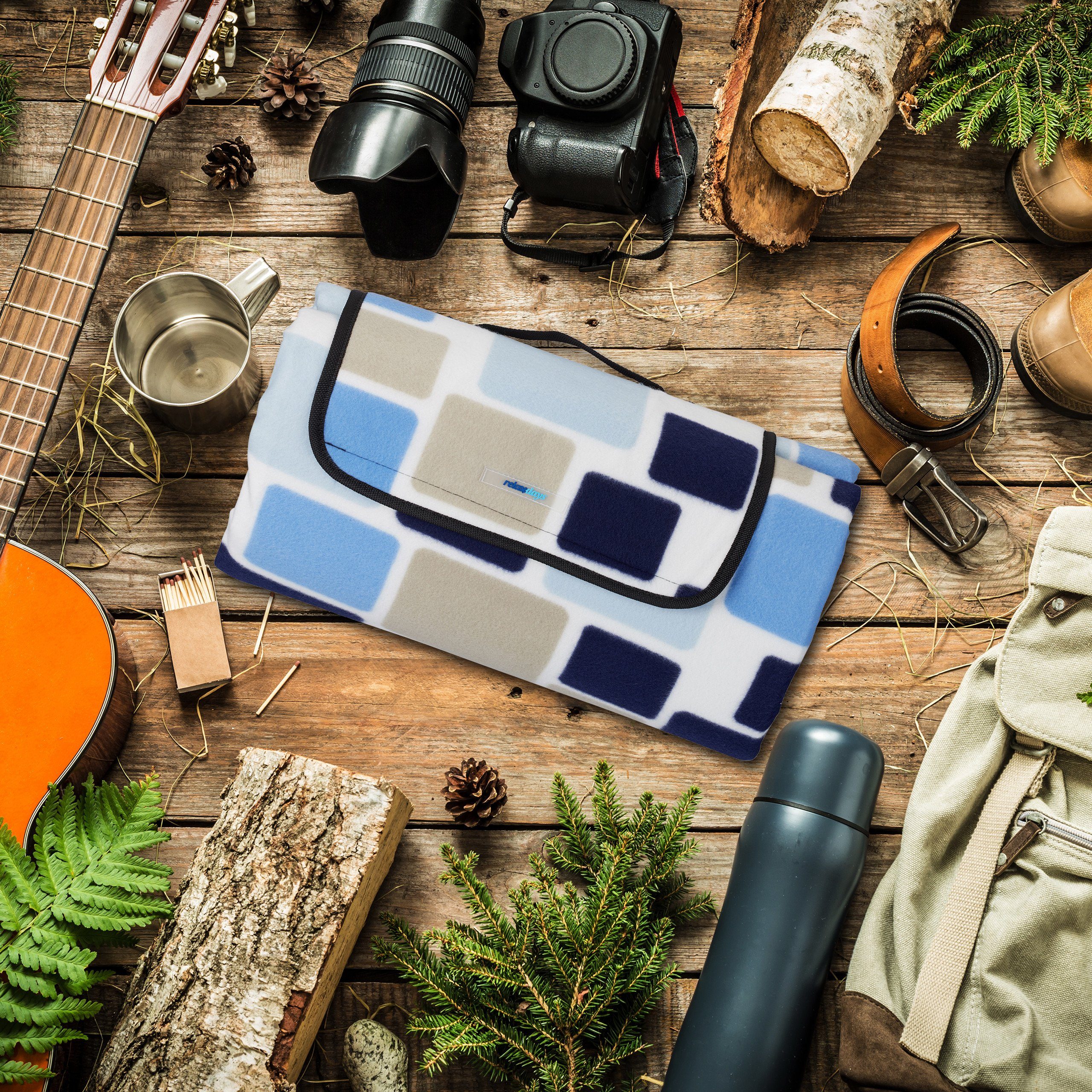 Picknickdecke Muster blau, relaxdays