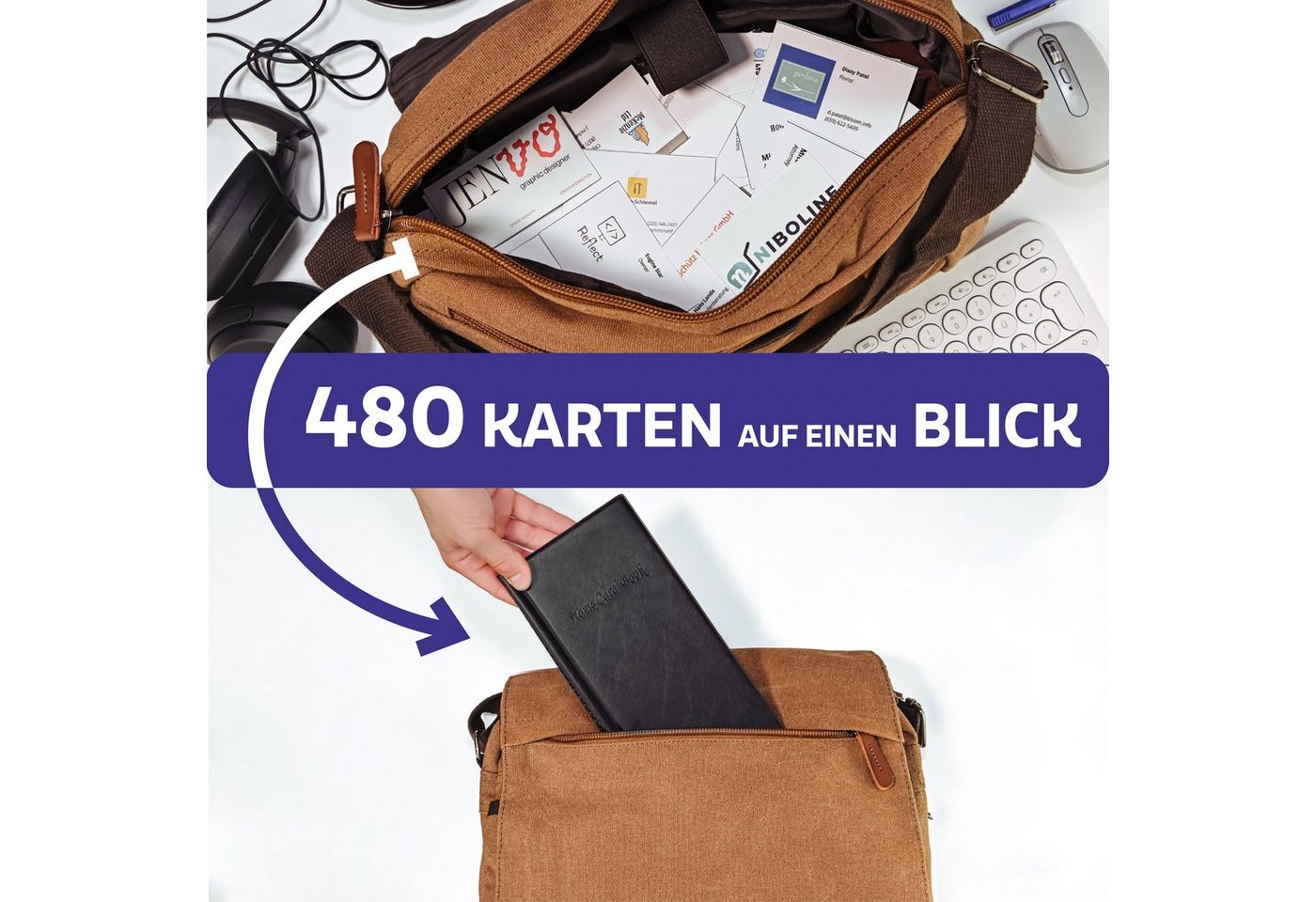 Thumbnail - Praknu Visitenkarten Visitenkartenmappe 480 Karten, Visitenkarten Aufbewahrung,Platzsparende Kartenübersicht fürs Büro