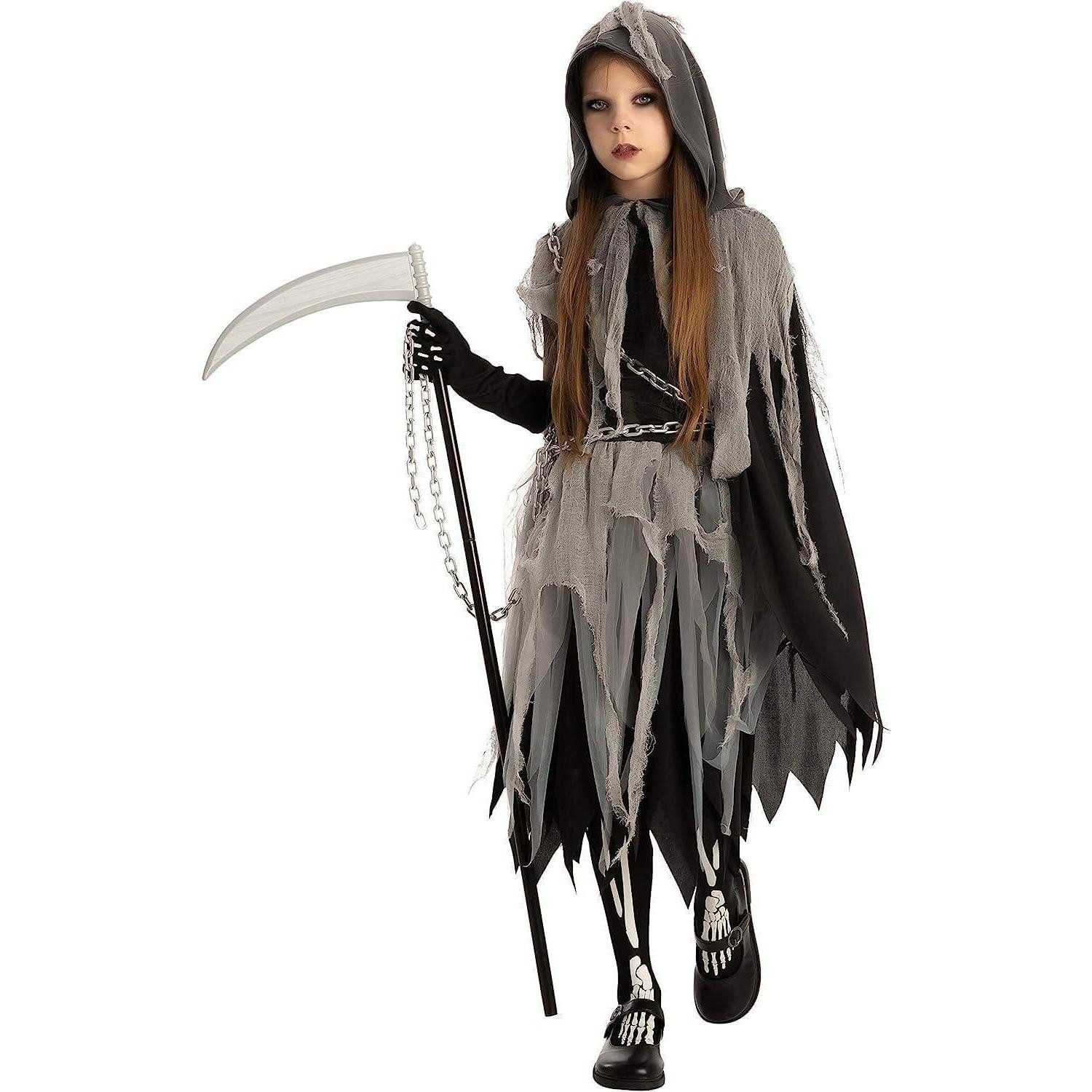 LuxusKollektion Monster-Kostüm Sensenmann Halloween Kostüm Mädchen Gruseliges Reaper Cosplay Outfit
