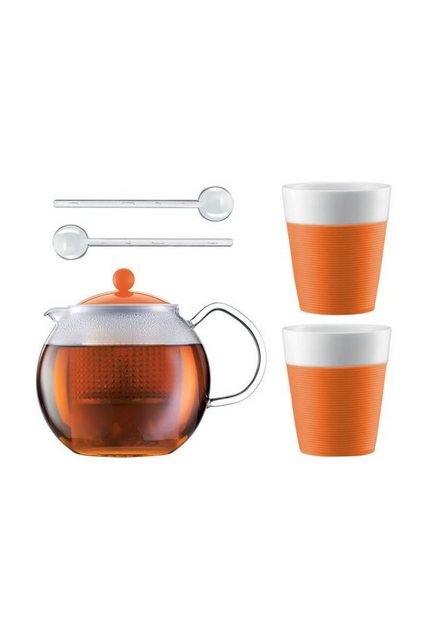 Bodum Teebereiter Assam, Set, 1 Liter Teebereiter mit Kunststofffilter, 2 Teegläser