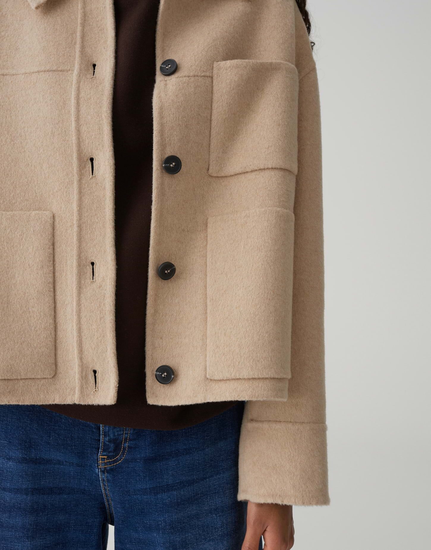 OPUS Wolljacke HELIA im hochwertigen Woll Mix Lockere Passform, gerader Schnitt, überschnittene Schulter