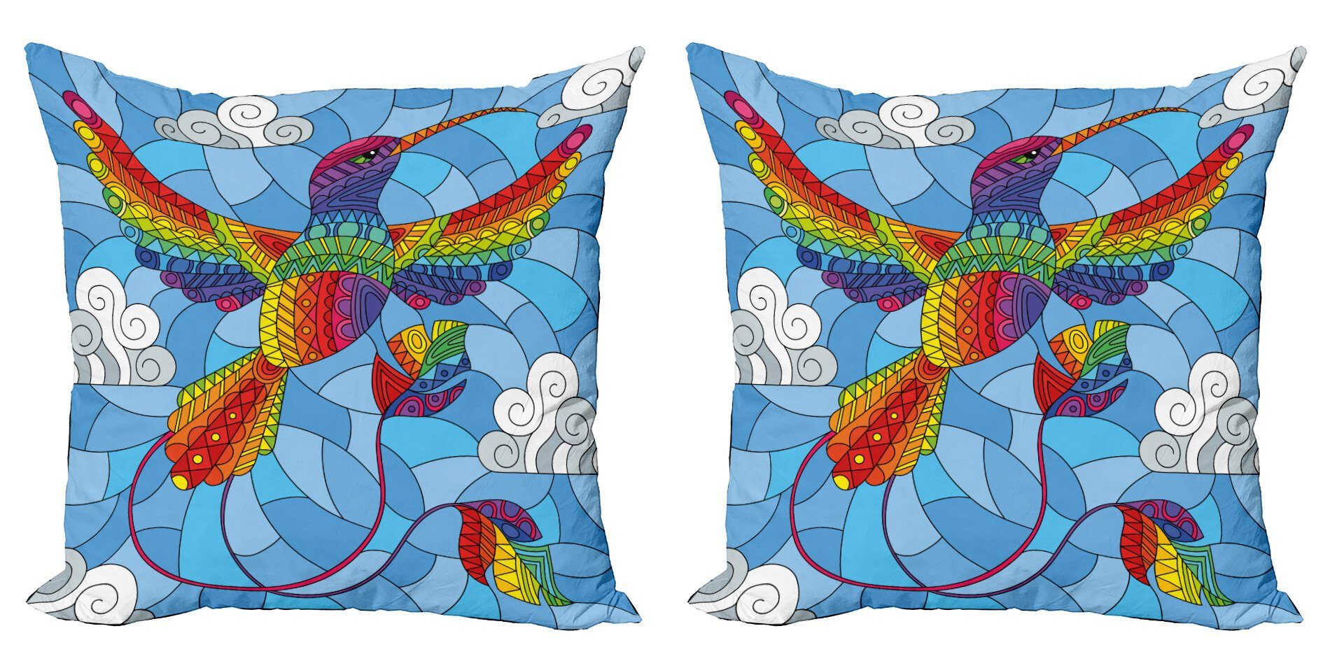 Doppelseitiger Stück), Wolken Kissenbezüge Hummingbird Accent (2 Digitaldruck, farbiges Abakuhaus Glas Modern