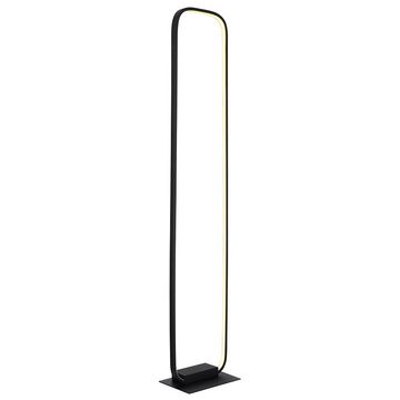 Globo LED Stehlampe, LED-Leuchtmittel fest verbaut, Warmweiß, LED Stehleuchte Wohnzimmerlampe Fußschalter Metallring schwarz H 130cm