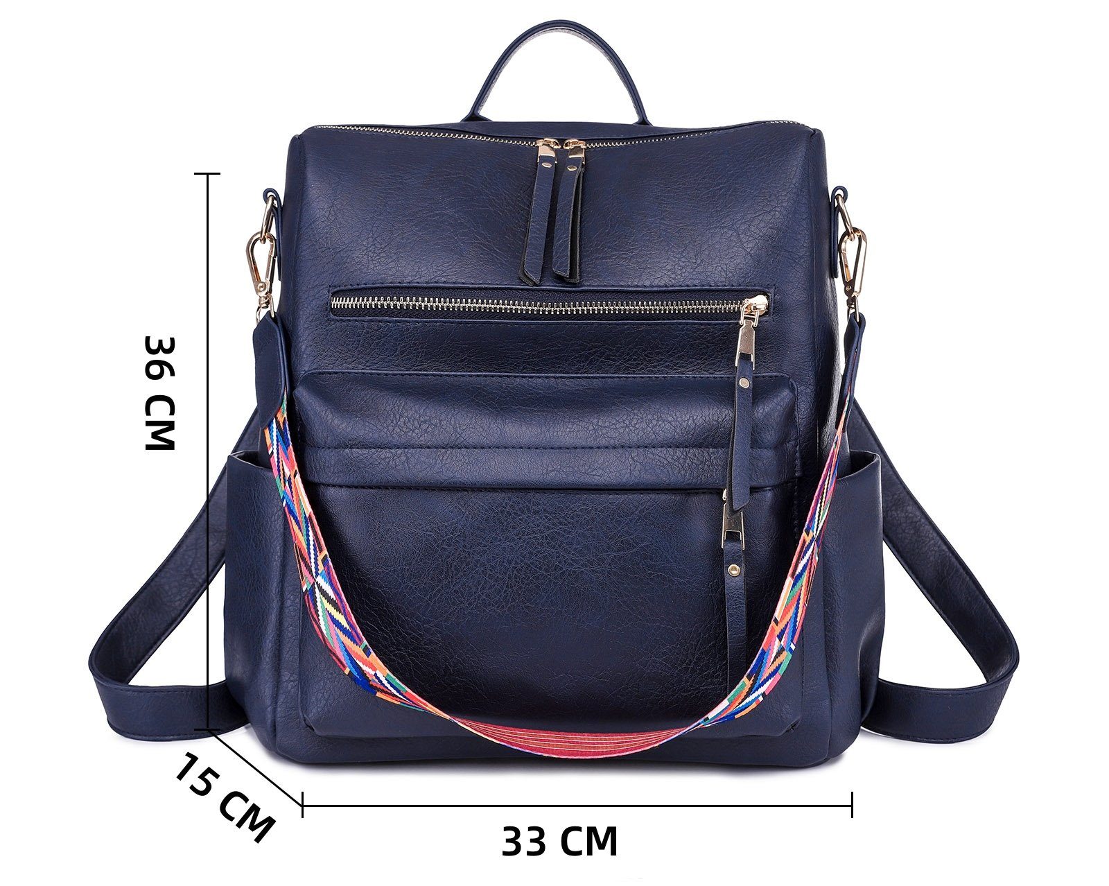 Notebook Freizeit Business (33x36x15 Uni Jungen Tasche, Vintage, Arbeit Reiserucksack Herren Rucksack REDOM für Schultertasche, Dunkelblau Damen Leder Laptop Schulrucksack Laptoprucksack Reisen Teenager Lederrucksack Rucksack), cm,