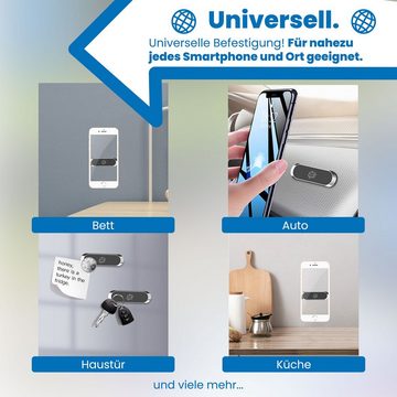 Bauer United Doppelpack Slim Magnet Handyhalterung Auto, Kleiner Handy Halter für KFZ, Büro und Werkstatt, Magnetischer Telefonhalter zum kleben, Wiederverwendbar und Universal einsetzbar, +4 dünne Metallplatten Smartphone-Halterung