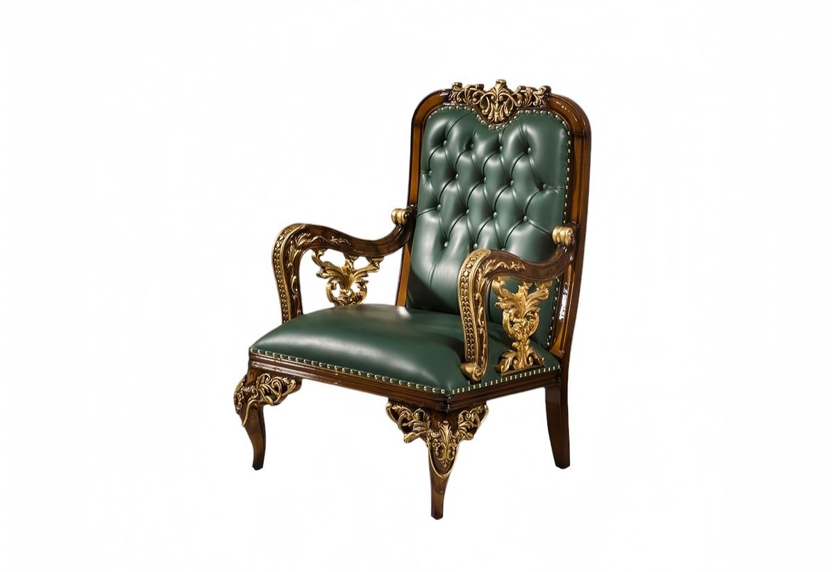 JVmoebel Büromöbel-Set Chesterfield Sofa Art Déco Grün Leder mit Beistelltischen, (6-tlg., Sofa 3 Sitzer, 2x Sessel, Couchtisch, 2x Beistelltisch), Made in Europe