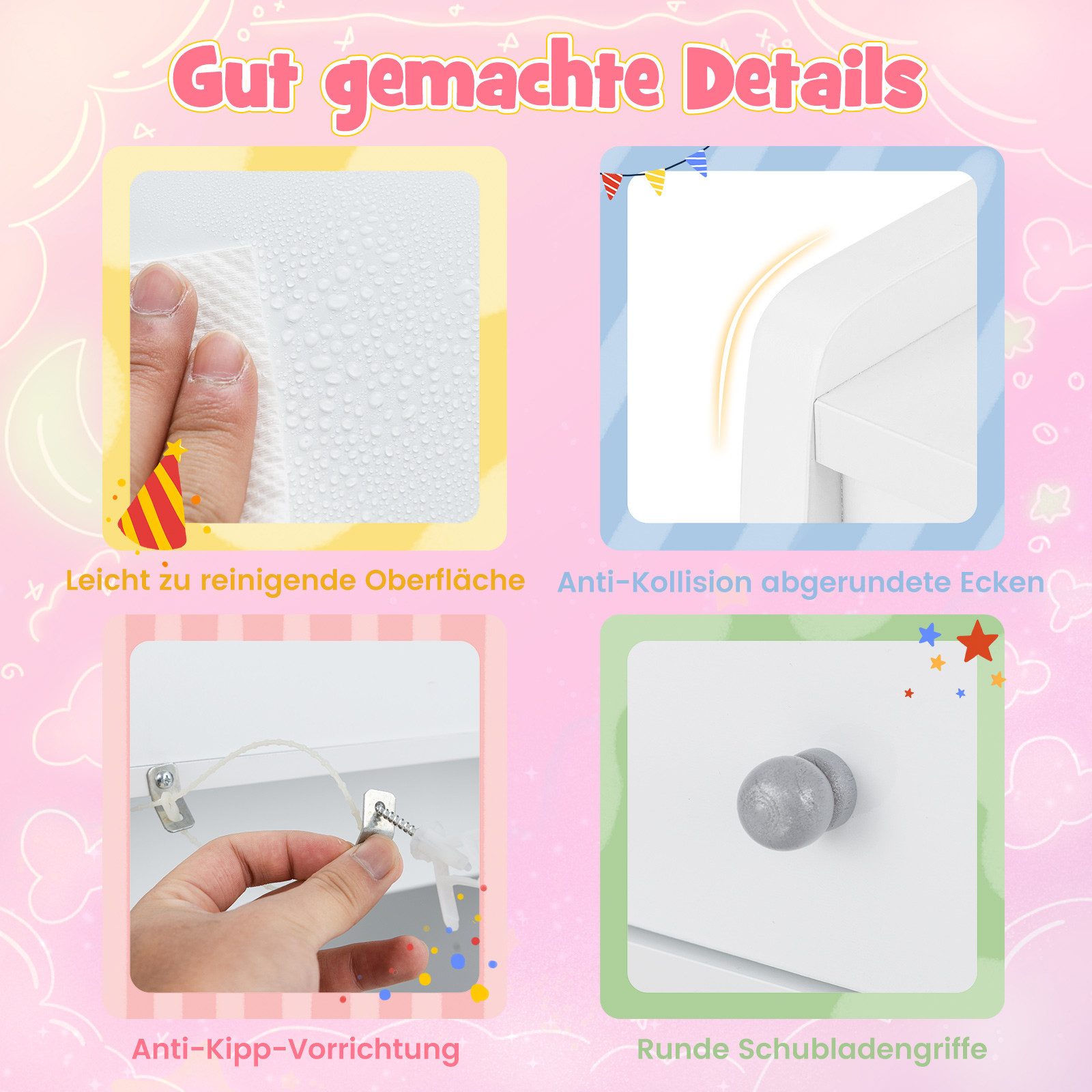 COSTWAY Schminktisch, Kinder Schminktisch mit Hocker günstig online kaufen