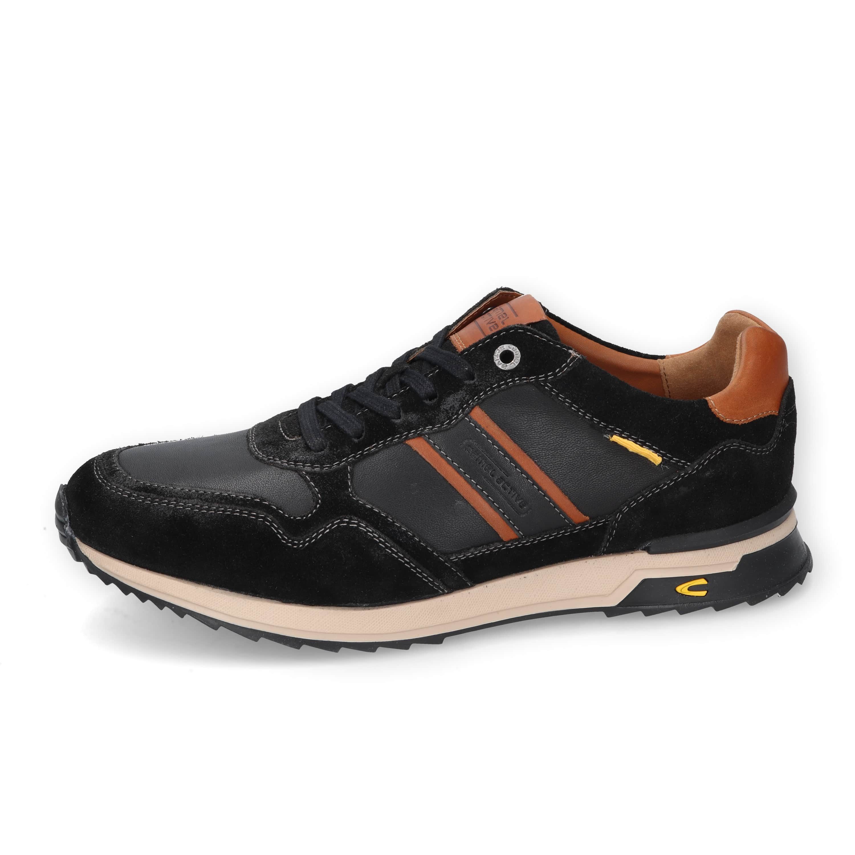 camel active Low Cut Split/Nappa SCHWARZ/COGNAC Schnürschuh