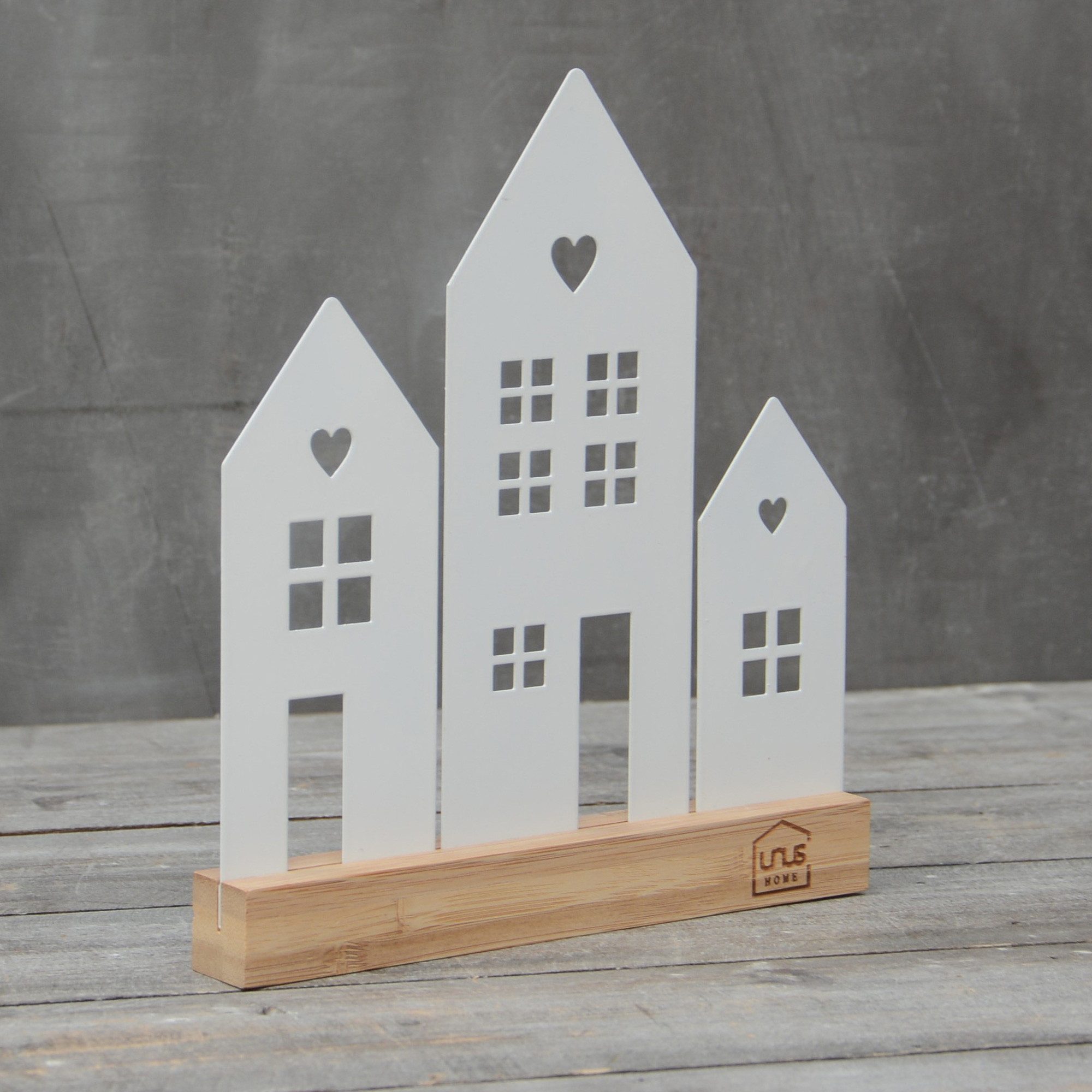 UNUS HOME Dekofigur Aufsteller Häuser Stadt (3 Häuser, weiß), Häuser-Silhou günstig online kaufen