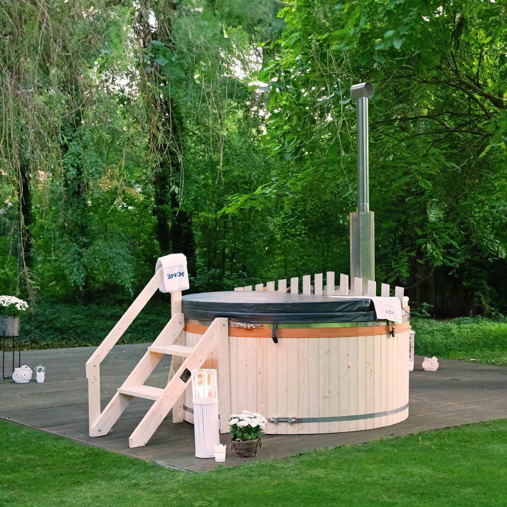 & Poolabdeckung), Tub HOME Badefass (inkl. SKANDI, Hot Ofen DELUXE Badebottich Badewanne Badetonne