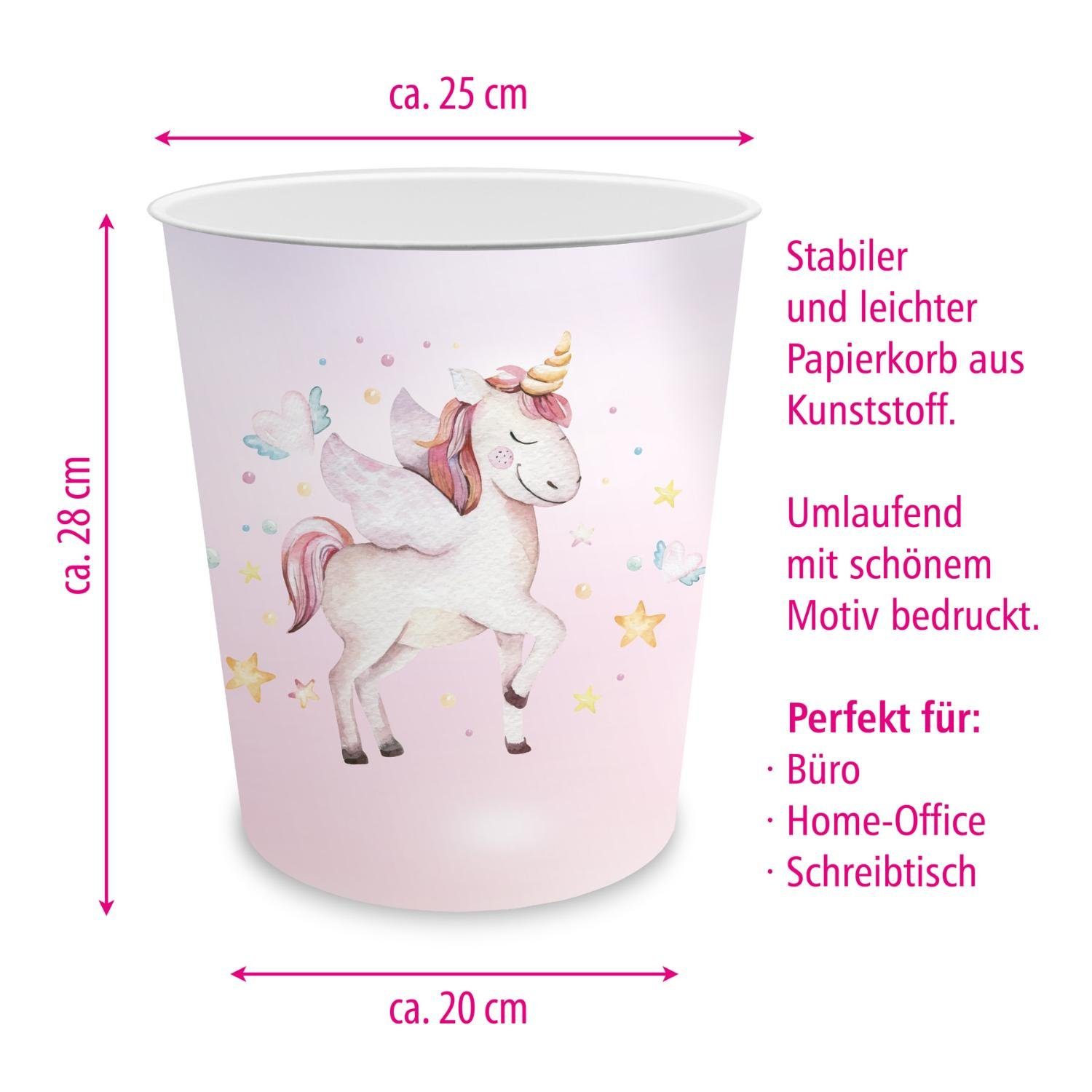 itenga Papierkorb itenga Papierkorb für Kinder - Motiv Einhorn - ca. 11 Liter
