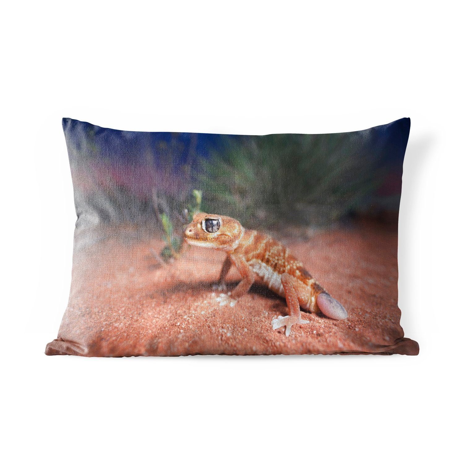 MuchoWow Dekokissen Jung - Gecko - Sand, Outdoor-Dekorationskissen, Polyester, Dekokissenbezug, Kissenhülle | Dekokissen