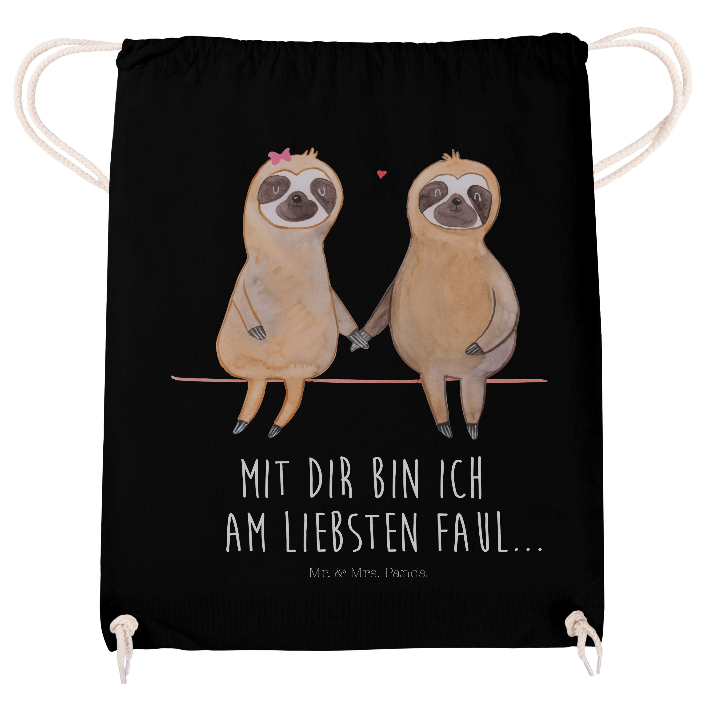 Mr. & Mrs. Panda Schwarz Geschenk, Sporttasche Fa - - Faultierpärchen, gemeinsam, (1-tlg) Faultier Pärchen