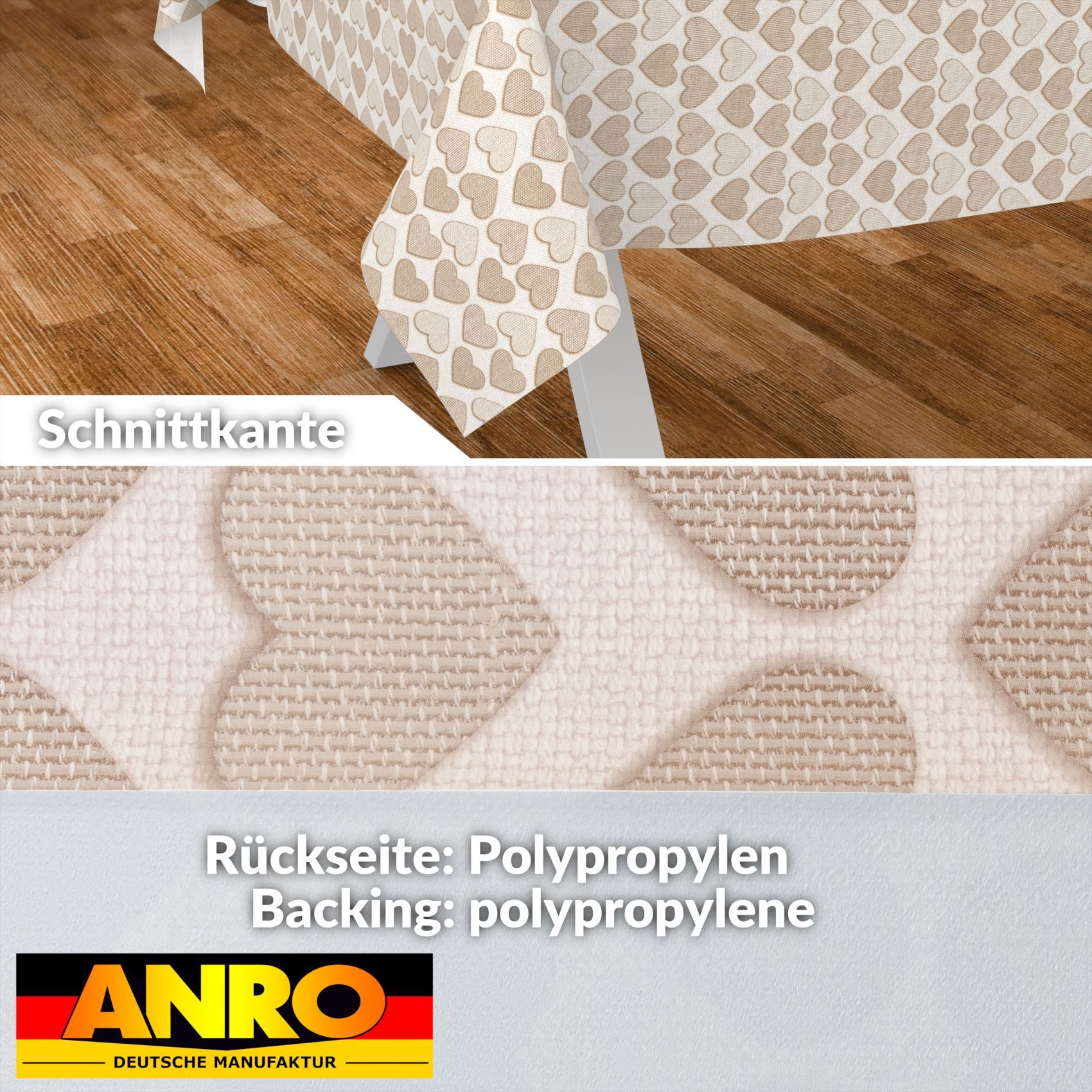 ANRO Tischdecke Wachstuchtischdecke abwaschbar Herz Tischwäsche Gartentisch günstig online kaufen