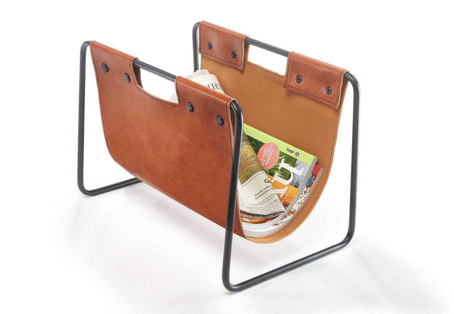 Kobolo Zeitungsständer Magazinsammler aus Metall und Kunstleder braun 37x24 günstig online kaufen