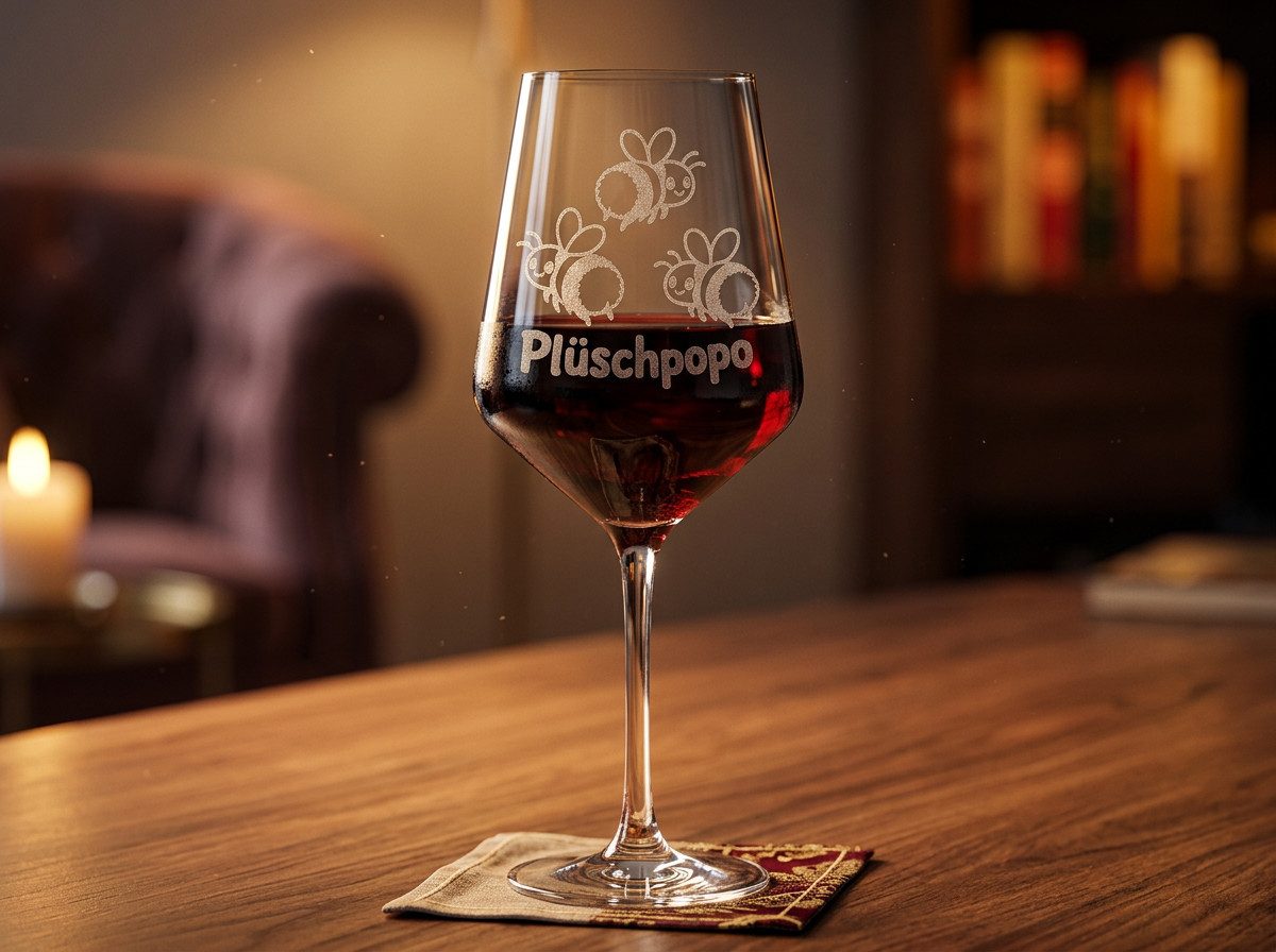 Valhalla Weinglas Valhalla Weinglas Hummel Plüschpopo graviert spülmaschinenfest 350 ml, 1-tlg., Glas, Atemberaubende Darstellung