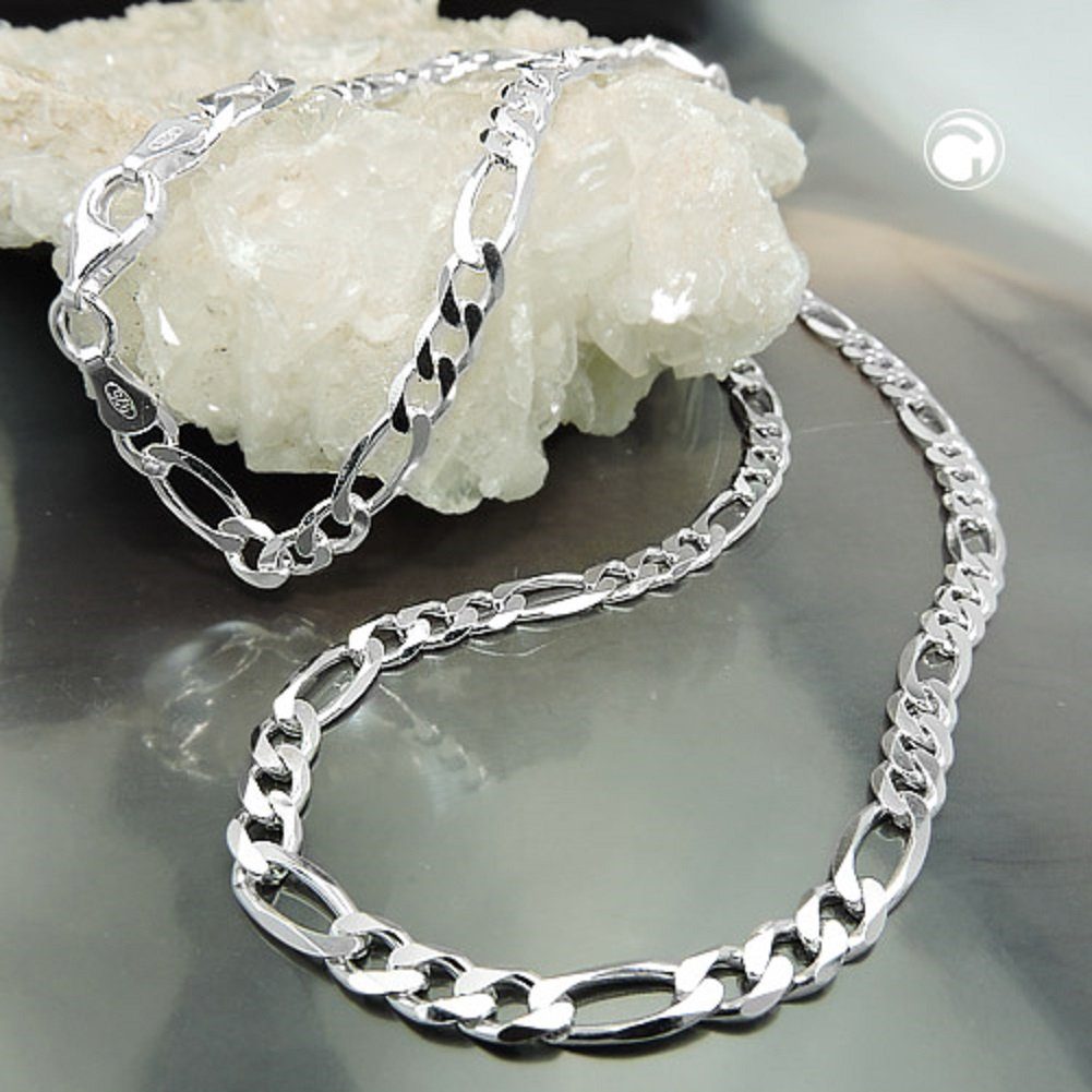 unbespielt Silberkette Halskette 4,8 mm diamantiert flache Herren Figarokette Silber für Silberschmuck Damen und 925 cm, 50