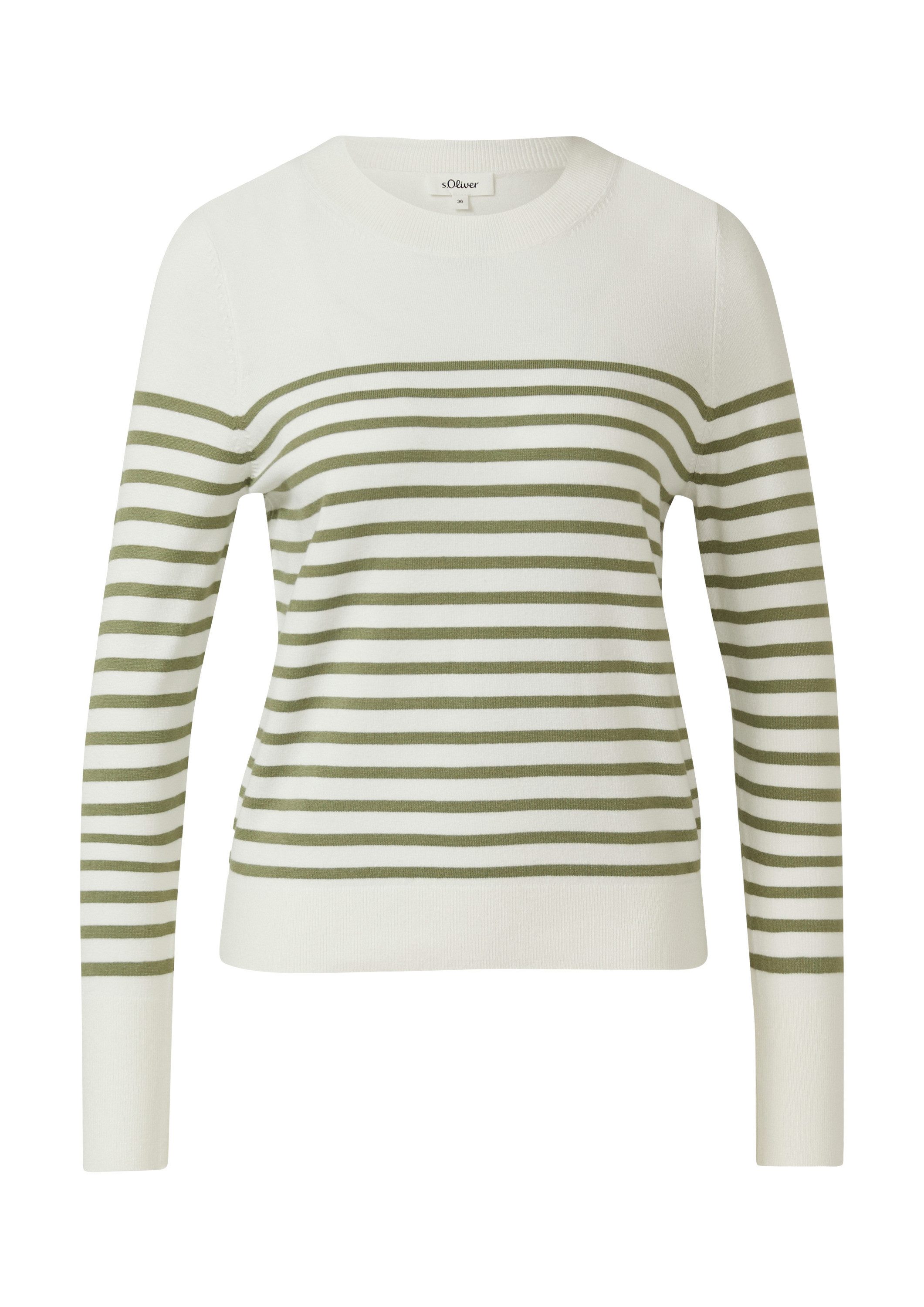 s.Oliver Longpullover Strickpullover Gestreifter Pullover aus Viskosemix günstig online kaufen