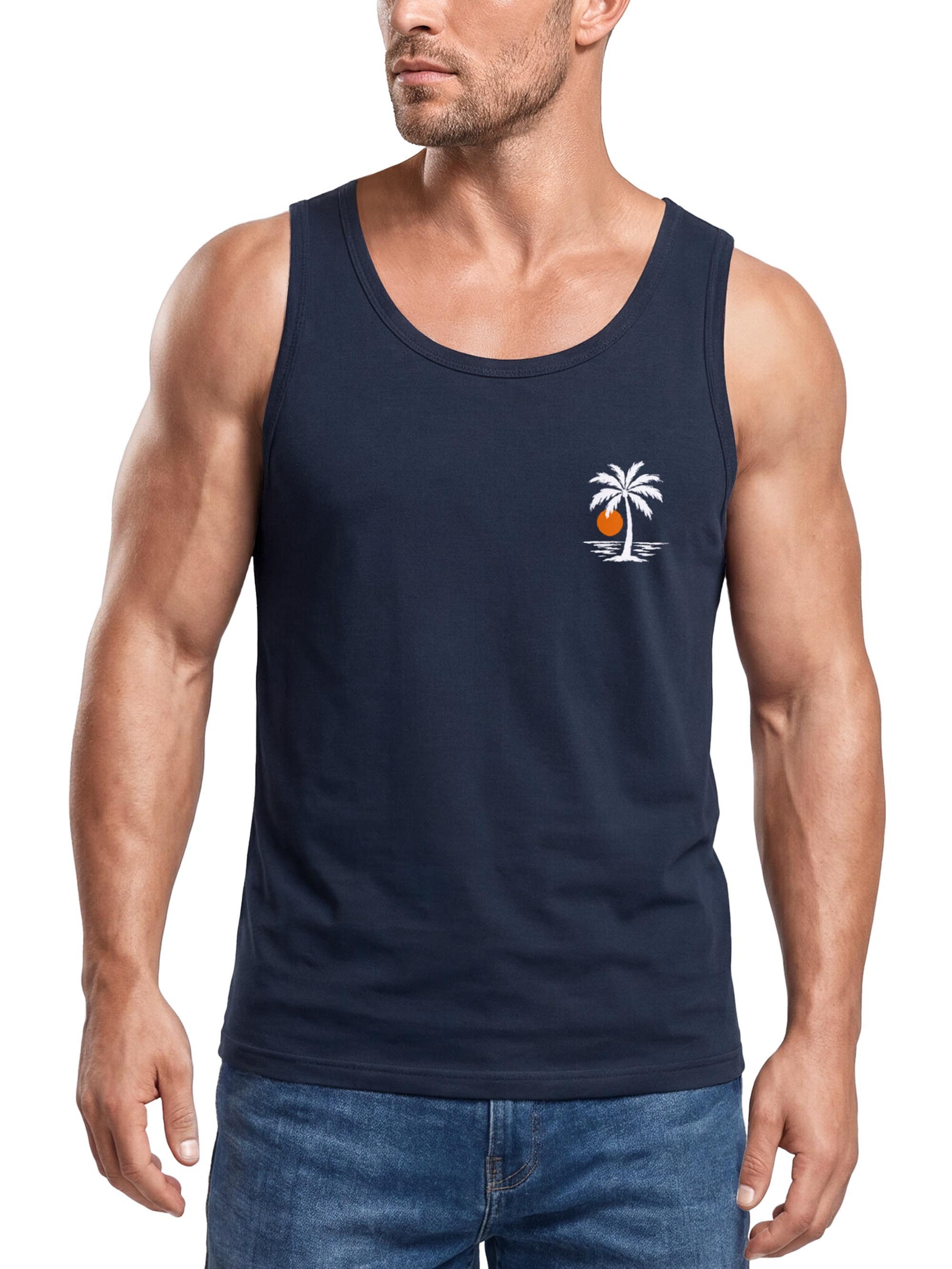 Neverless Tanktop Tanktop Herren mit Grafik-Print - Logo Design Beach - Trägershirt mit Print
