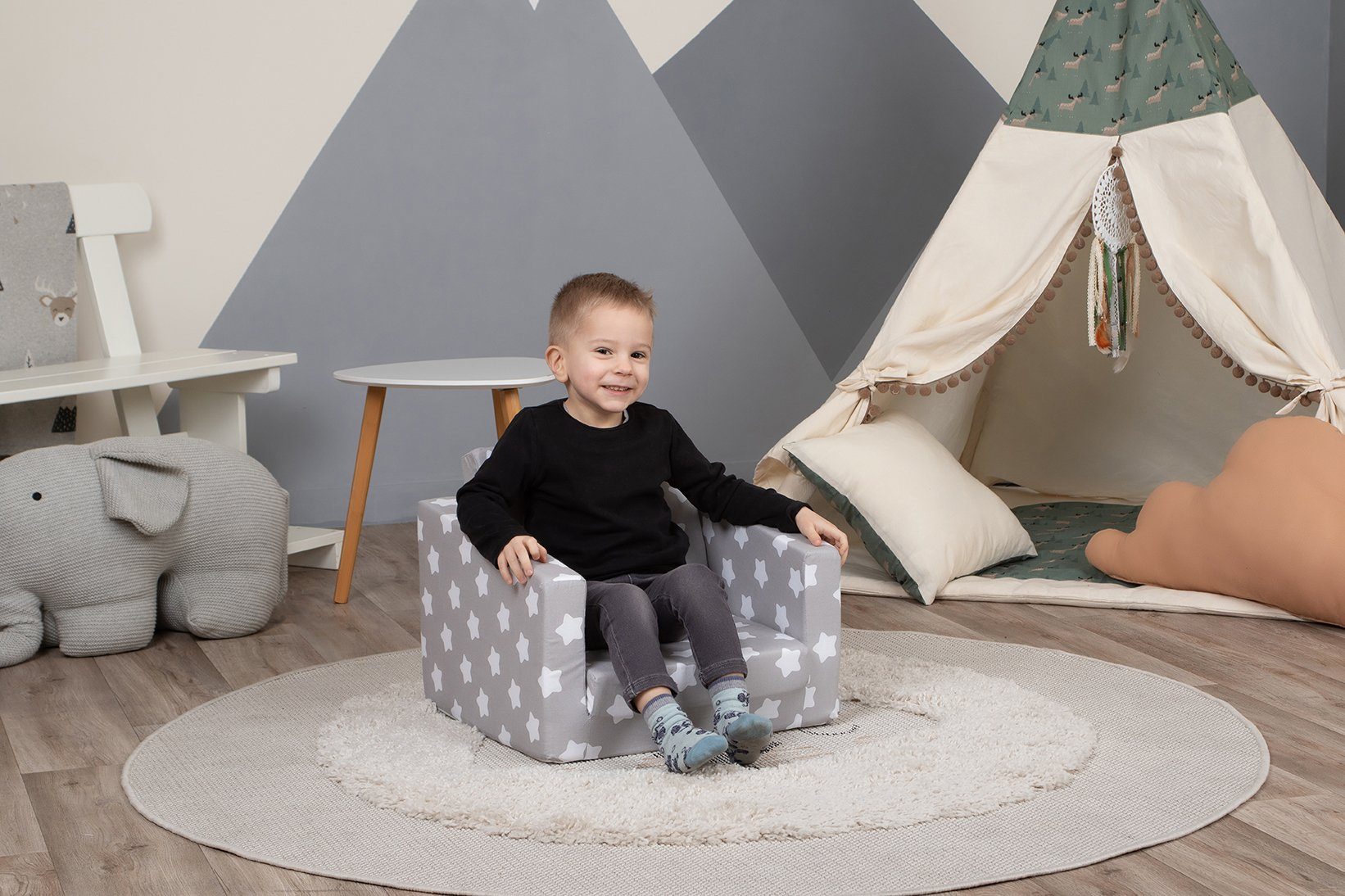 Knorrtoys® Sofa Singlesofa White Stars, in für Kinder; Europe Made Grey