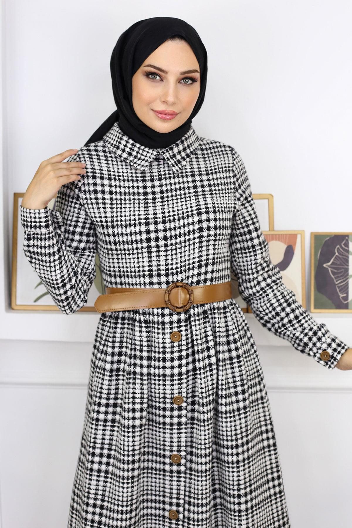 MODAMİHRAM Maxikleid Knopf Detail Kleid günstig online kaufen
