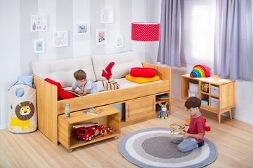 BioKinder - Das gesunde Kinderzimmer Kinderbett Lina, inkl. Bettkommode, Bettkasten, Lehne und Lattenrost