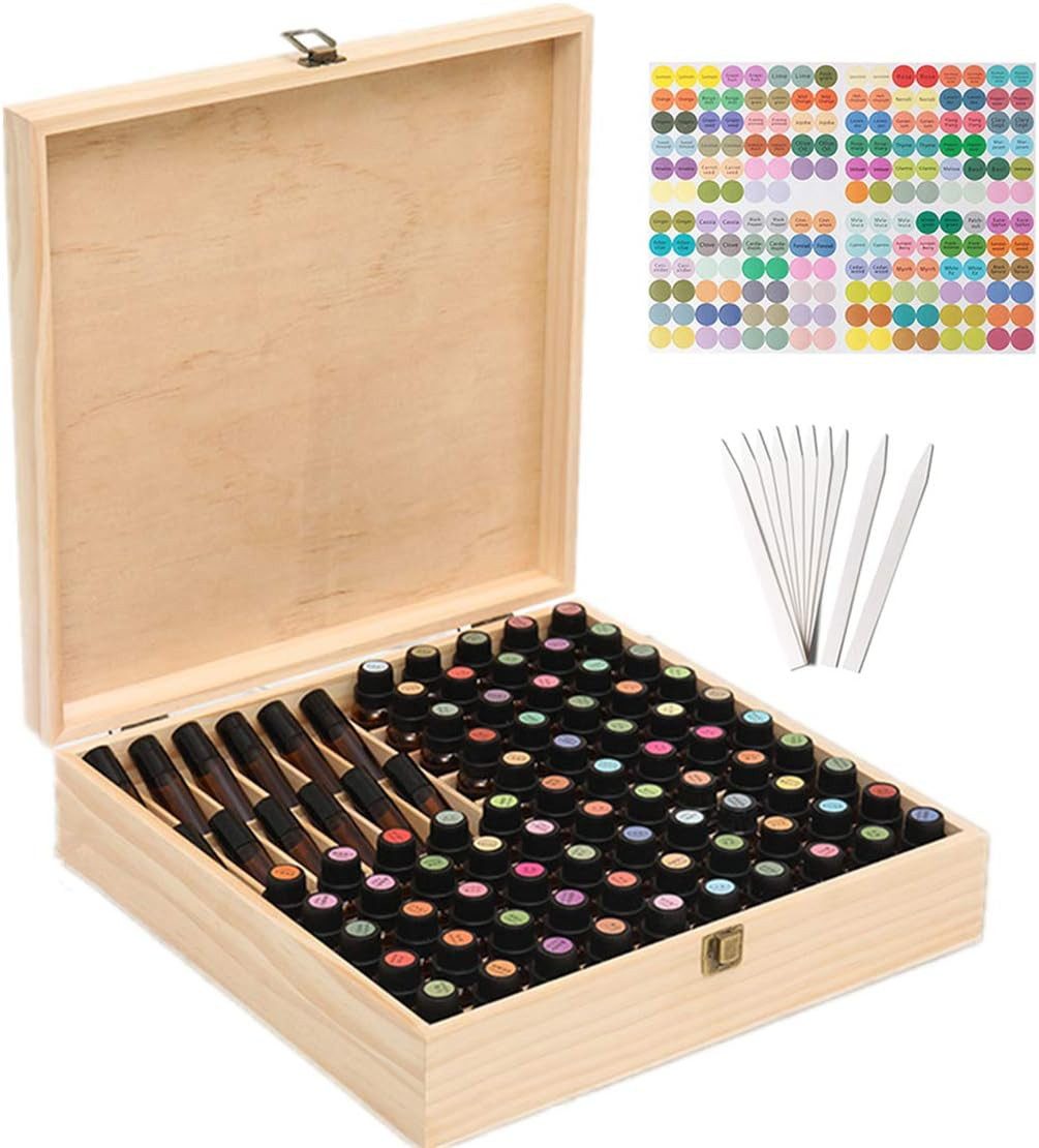 FELIXLEO Duschvorhangklammer 85 Löcher Aufbewahrungbox Tragbar Holz Aromatherapie Geschenk-Box