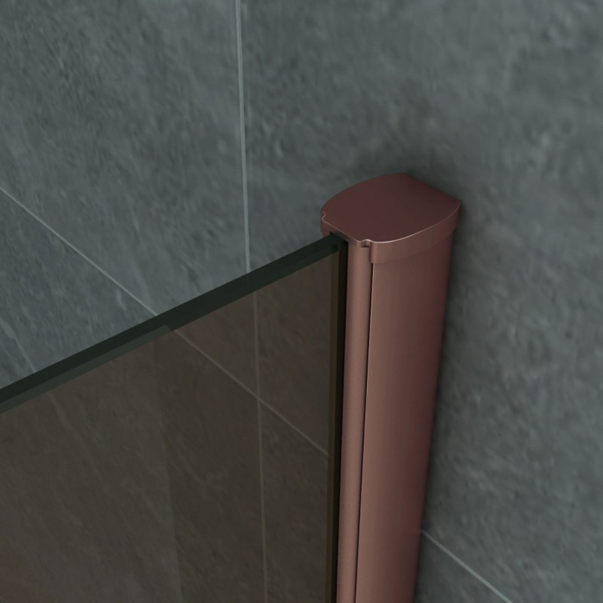 Belvit Walk-in-Dusche Duschabtrennung Duschglas Bronze mit Kupferprofil 8mm, Sicherheitsglas, Anti-Kalk-Versiegelung – Bild 2 von 4