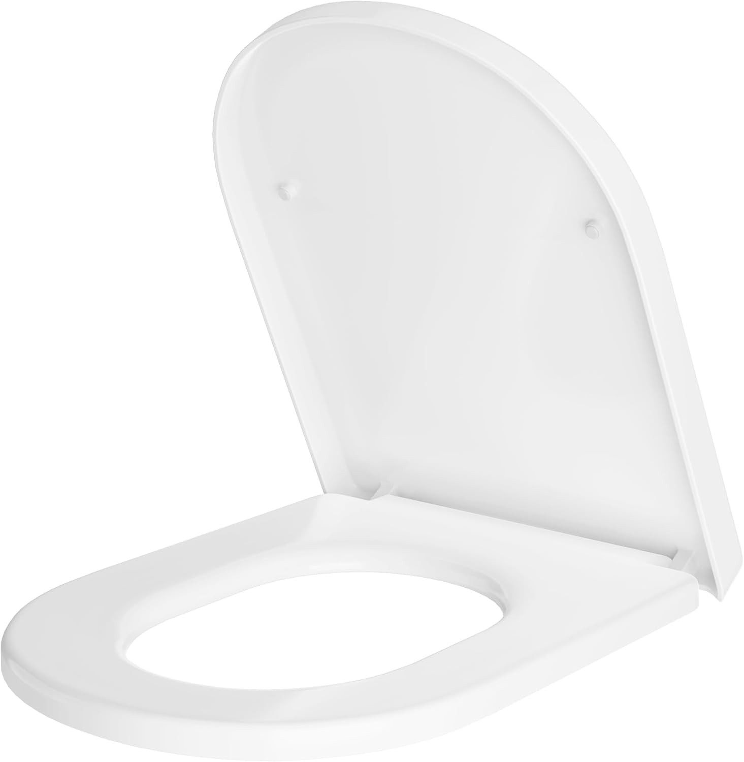 WC-Sitz D-Form Weiß,Premium Toilettendeckel mit Vollabdeckung (Wrap-Over)