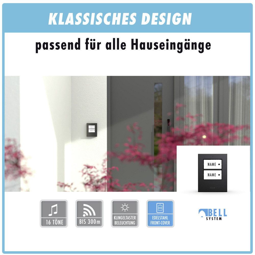 m-e Türklingel m-e modern-electronics 100152 Funkklingel Komplett-Set beleuchtet, kla