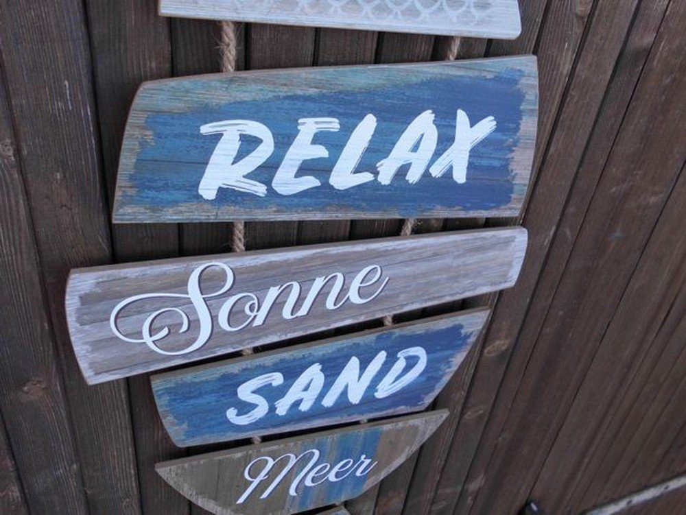 St) Meer 70 Sand Sonne Geschenk Deko-Impression Schild /MDF 35 x a. Kordel cm (1 Dekohänger Fisch: Relax