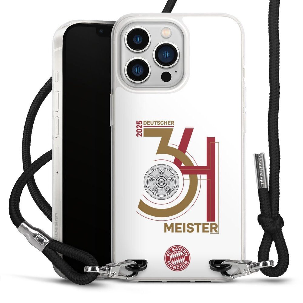 DeinDesign Handyhülle FC Bayern München Meister Offizielles Lizenzprodukt, Apple iPhone 13 Pro Handykette Hülle mit Band Case zum Umhängen