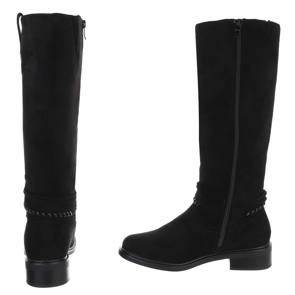 Ital-Design Damen Langschaftstiefel mit Blockabsatz und Zierdetails Stiefel (92355146) Blockabsatz Flache Stiefel in Schwarz – Bild 5 von 5